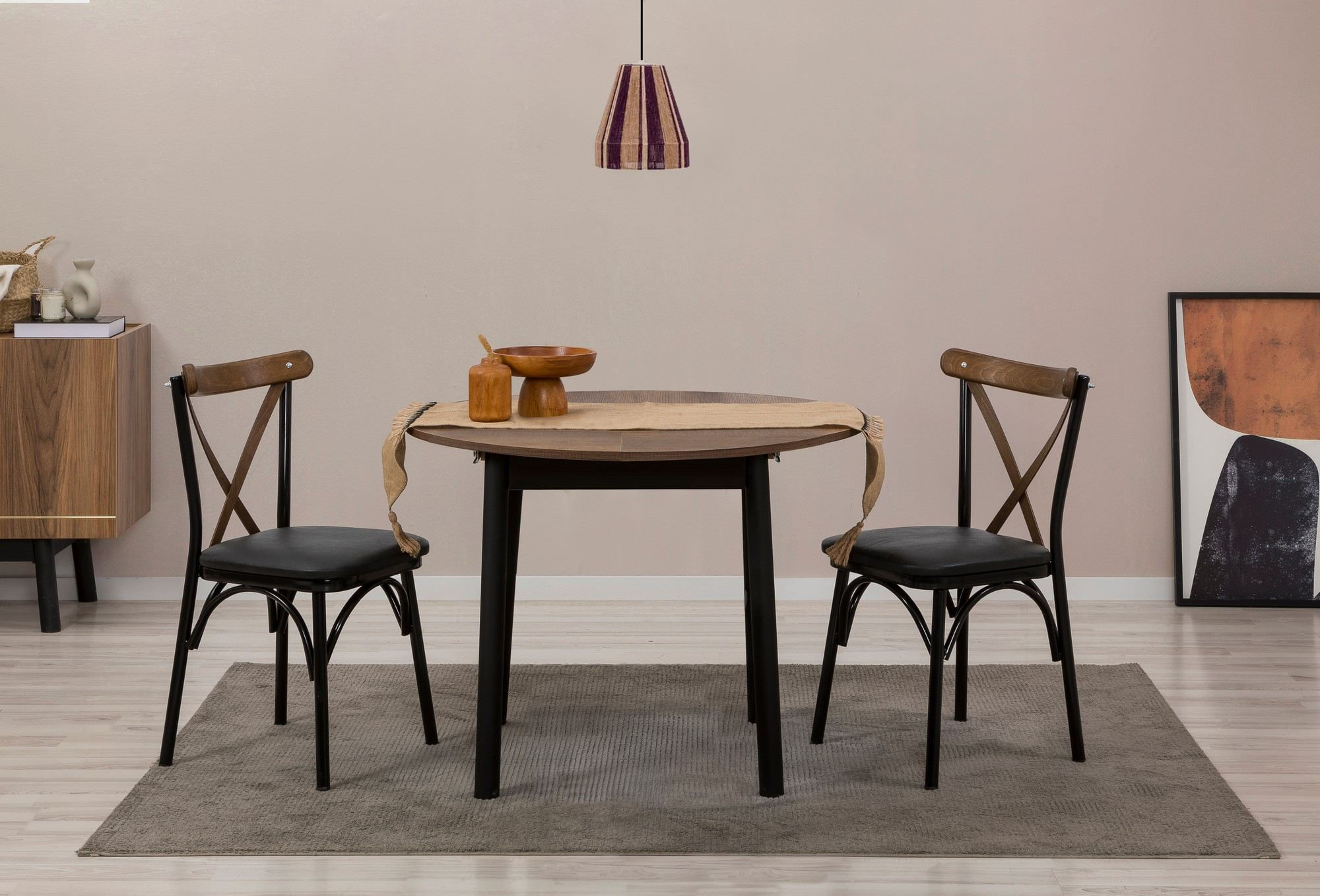Masa extensibila, Hanah Home, pal melaminat, nuc si negru, 100x75x100 cm — imaginea 7