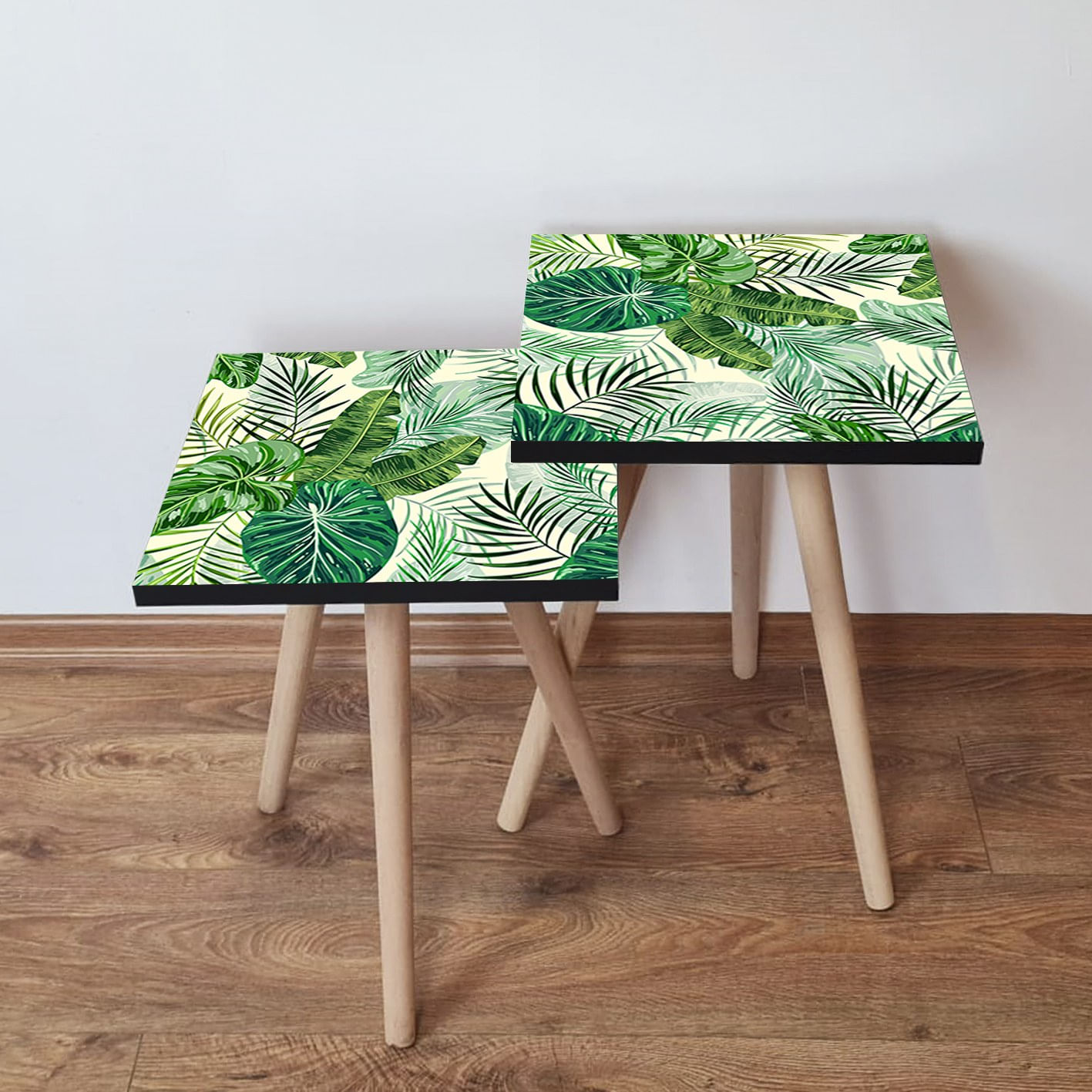 Set masute cuib, Hanah Home, mdf, verde crem, 35x47x35 cm, set 2 piese