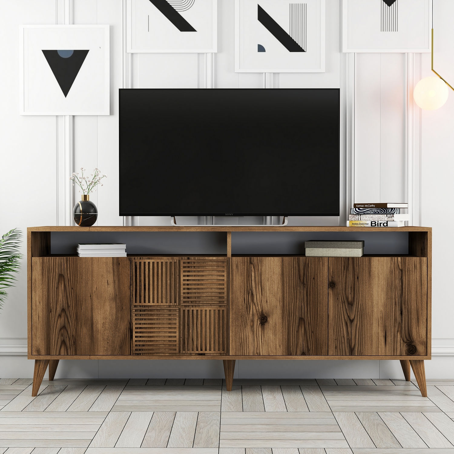 Consola, Hanah Home, pal melaminat, nuc, 180x78x35 cm — imaginea 2
