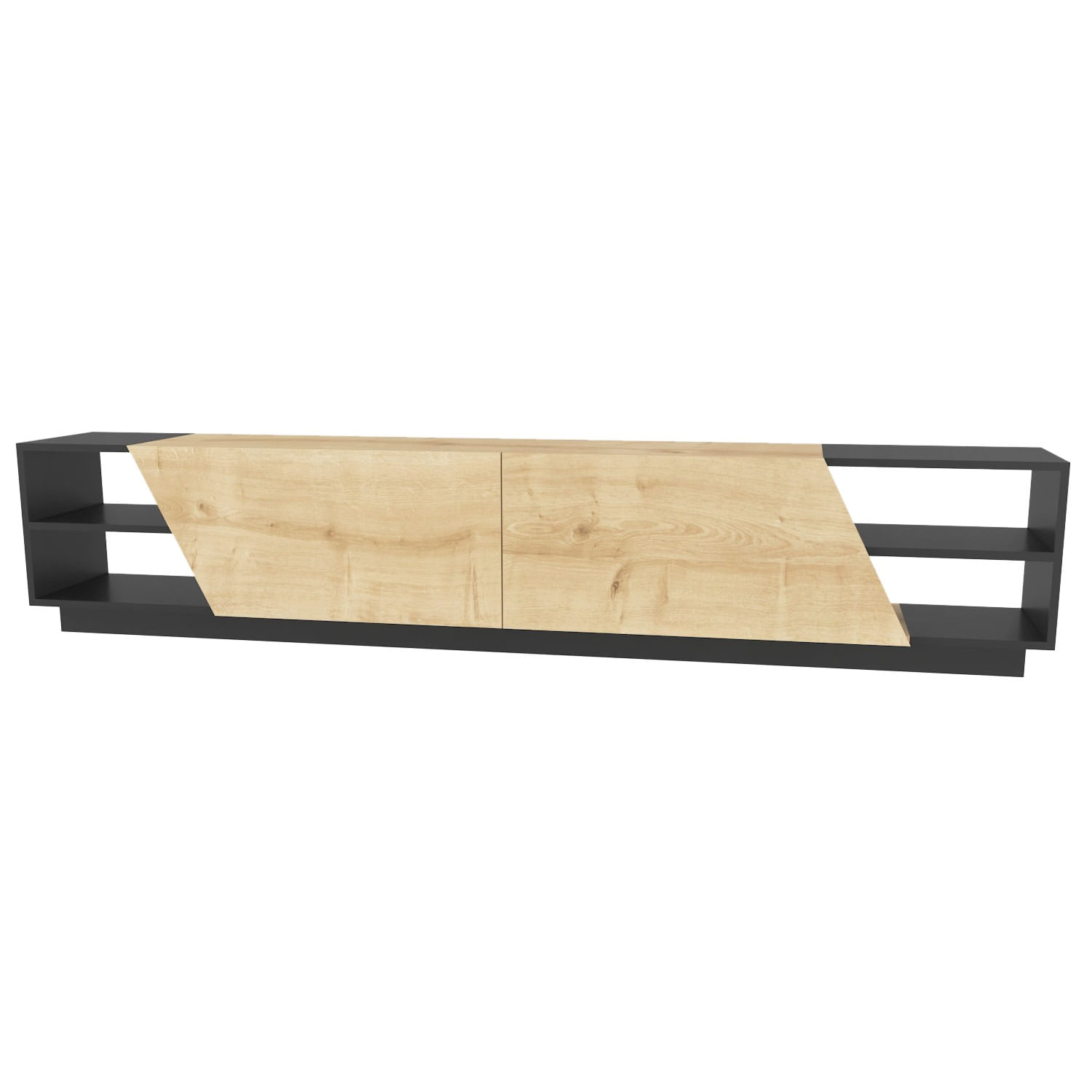 Comoda tv, Hanah Home, pal melaminat, antracit si stejar, 240x37.1x47.4 cm — imaginea 2