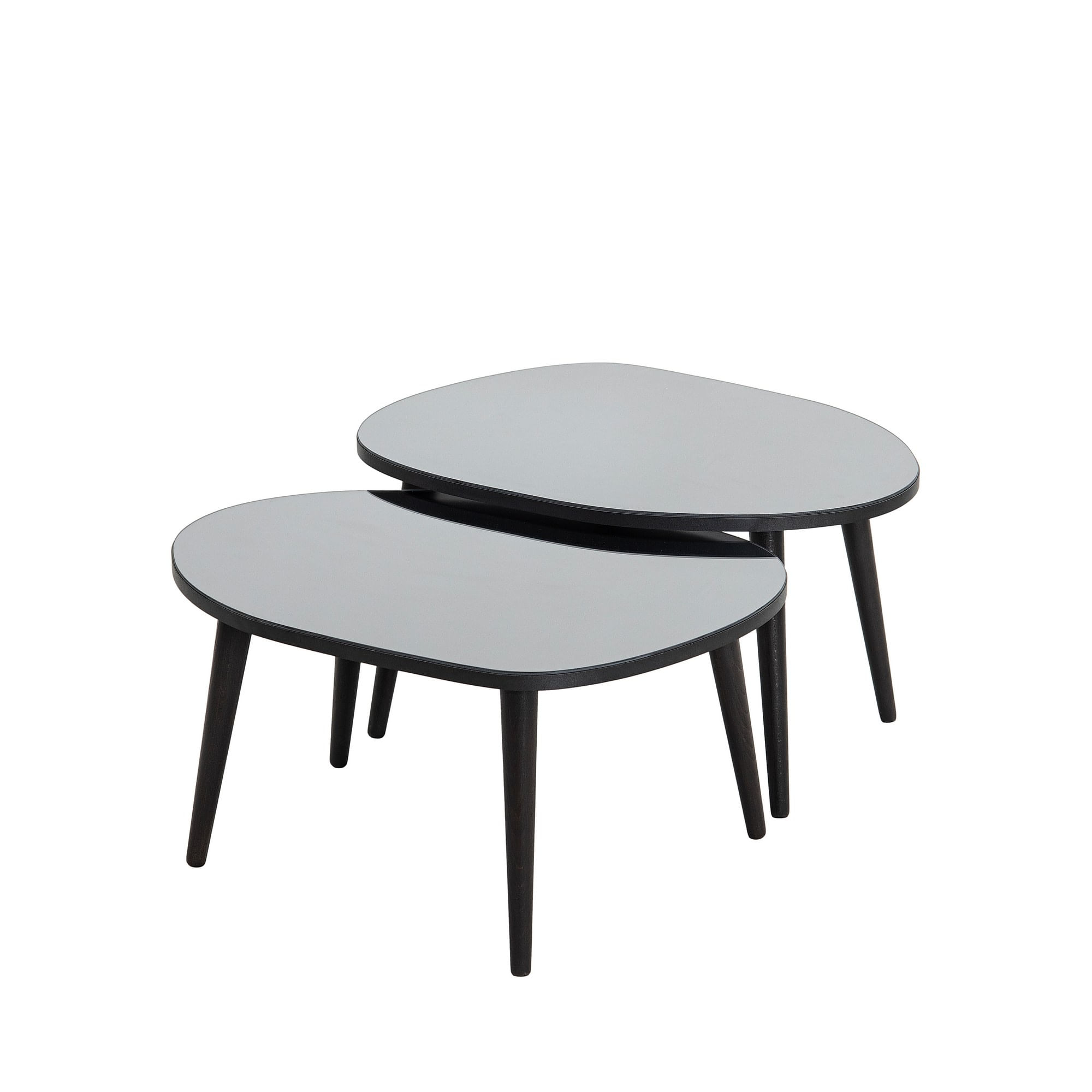 Set masute de cafea, Hanah Home, sticla temperata si PAL melaminat, negru si fumuriu, 75x55x38/41 cm — imaginea 5