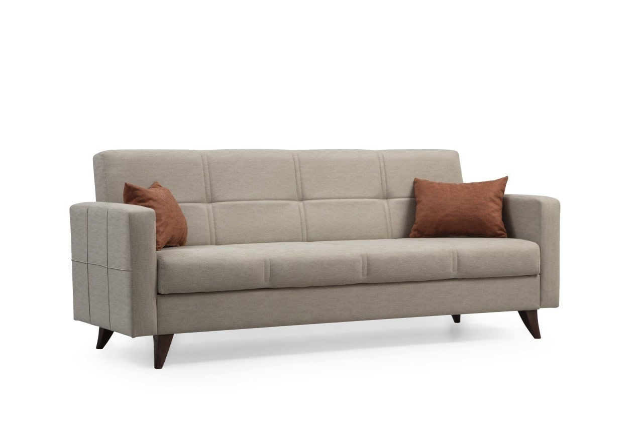 Canapea extensibila 3 locuri, Atelier Del Sofa, cadru metal si lemn, bej, 205x86x75 cm — imaginea 2