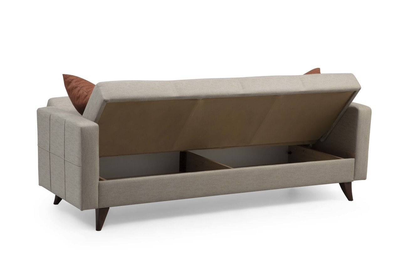 Canapea extensibila 3 locuri, Atelier Del Sofa, cadru metal si lemn, bej, 205x86x75 cm — imaginea 3