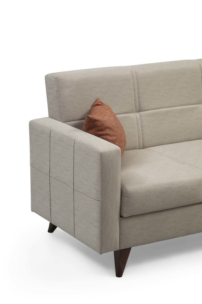 Canapea extensibila 3 locuri, Atelier Del Sofa, cadru metal si lemn, bej, 205x86x75 cm — imaginea 4