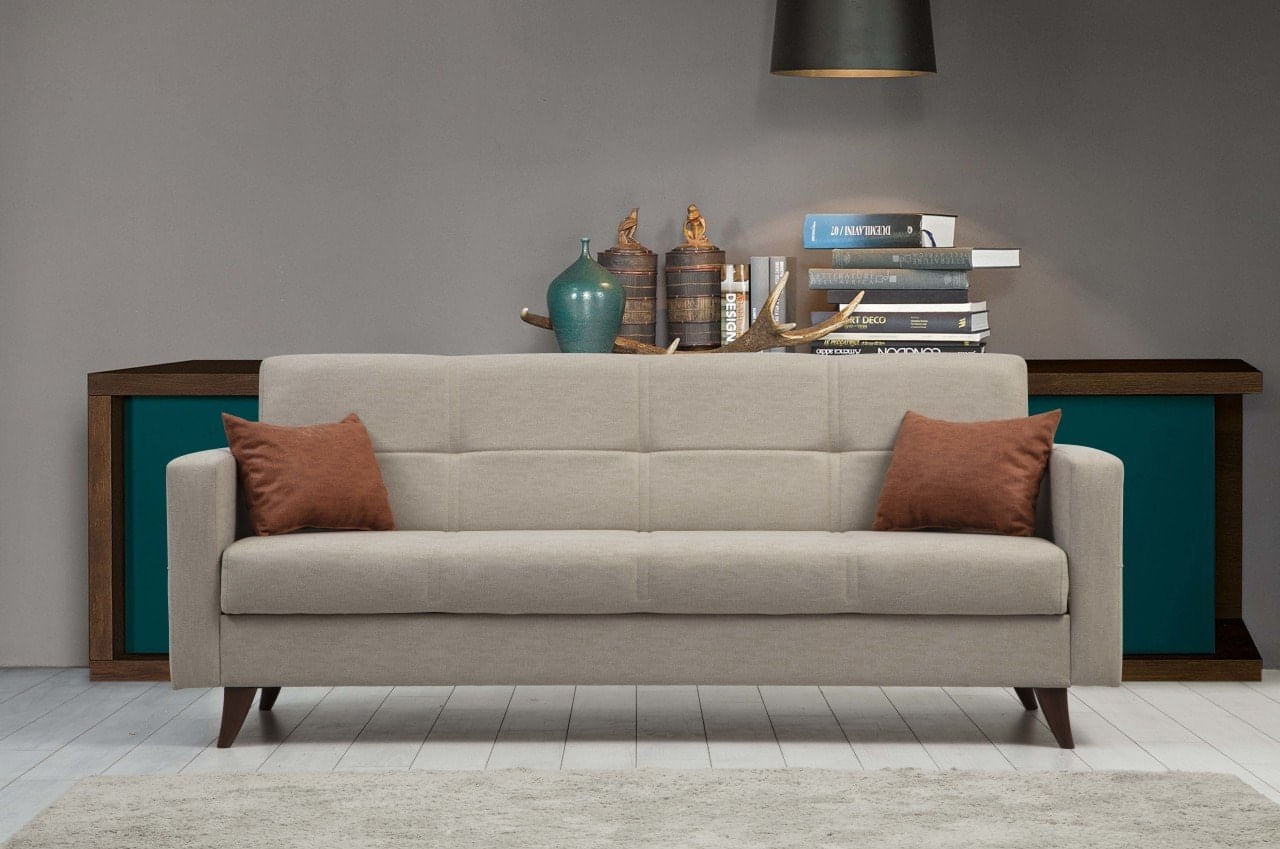 Canapea extensibila 3 locuri, Atelier Del Sofa, cadru metal si lemn, bej, 205x86x75 cm — imaginea 7