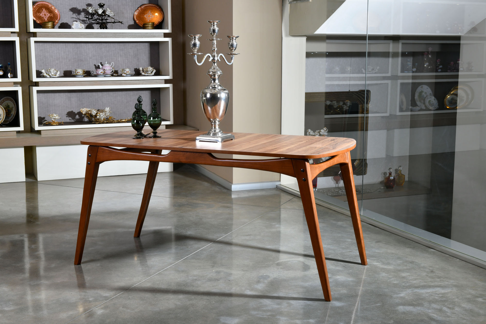 Masa dining, Hanah Home, lemn carpen si mdf, nuc, 160x80x75 cm — imaginea 2