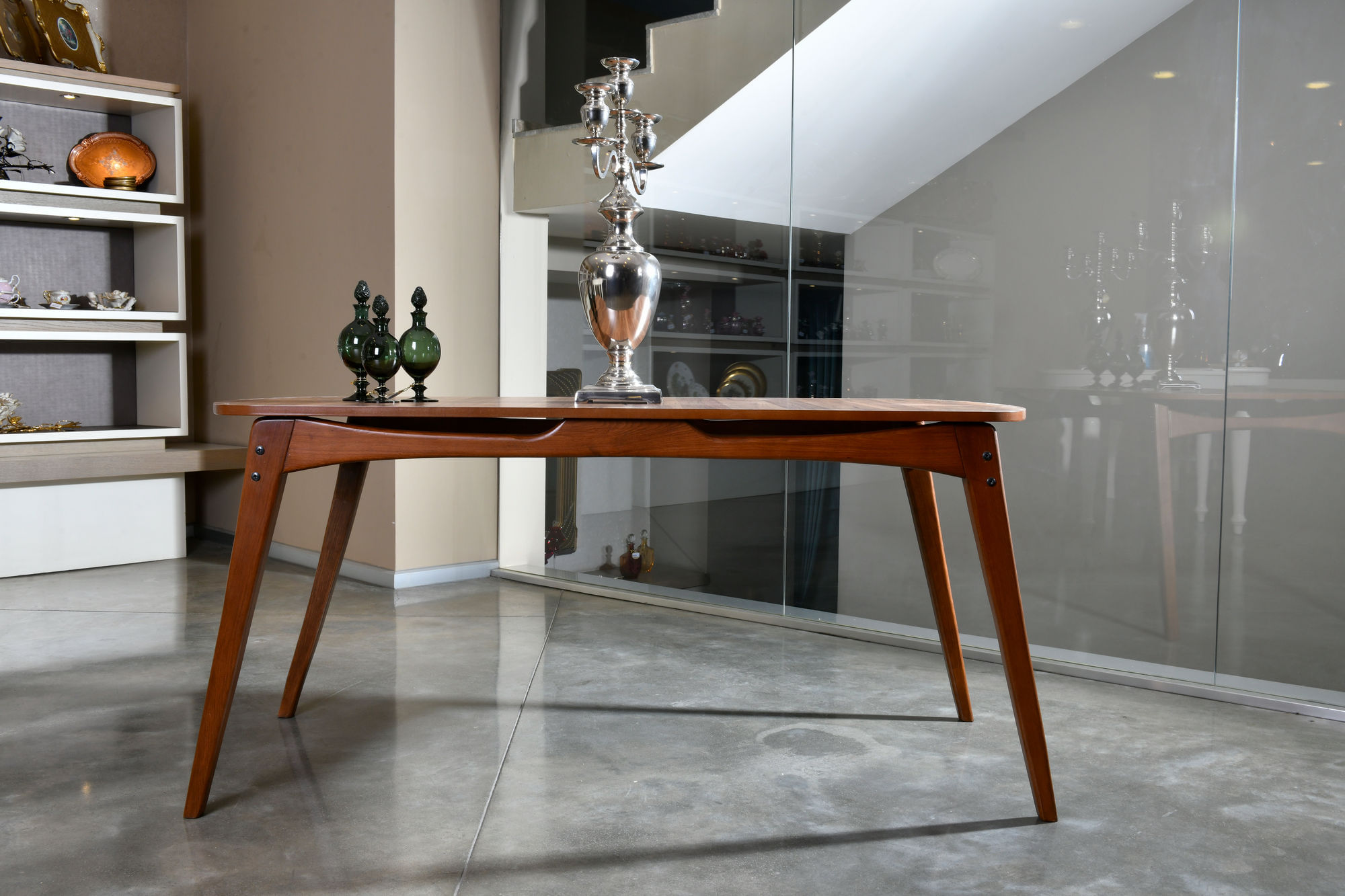 Masa dining, Hanah Home, lemn carpen si mdf, nuc, 160x80x75 cm — imaginea 3