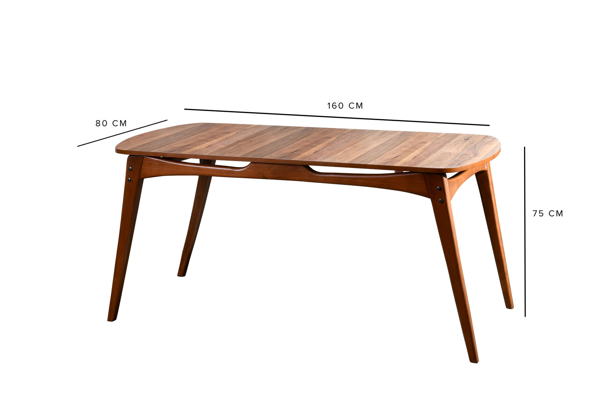 Masa dining, Hanah Home, lemn carpen si mdf, nuc, 160x80x75 cm — imaginea 4