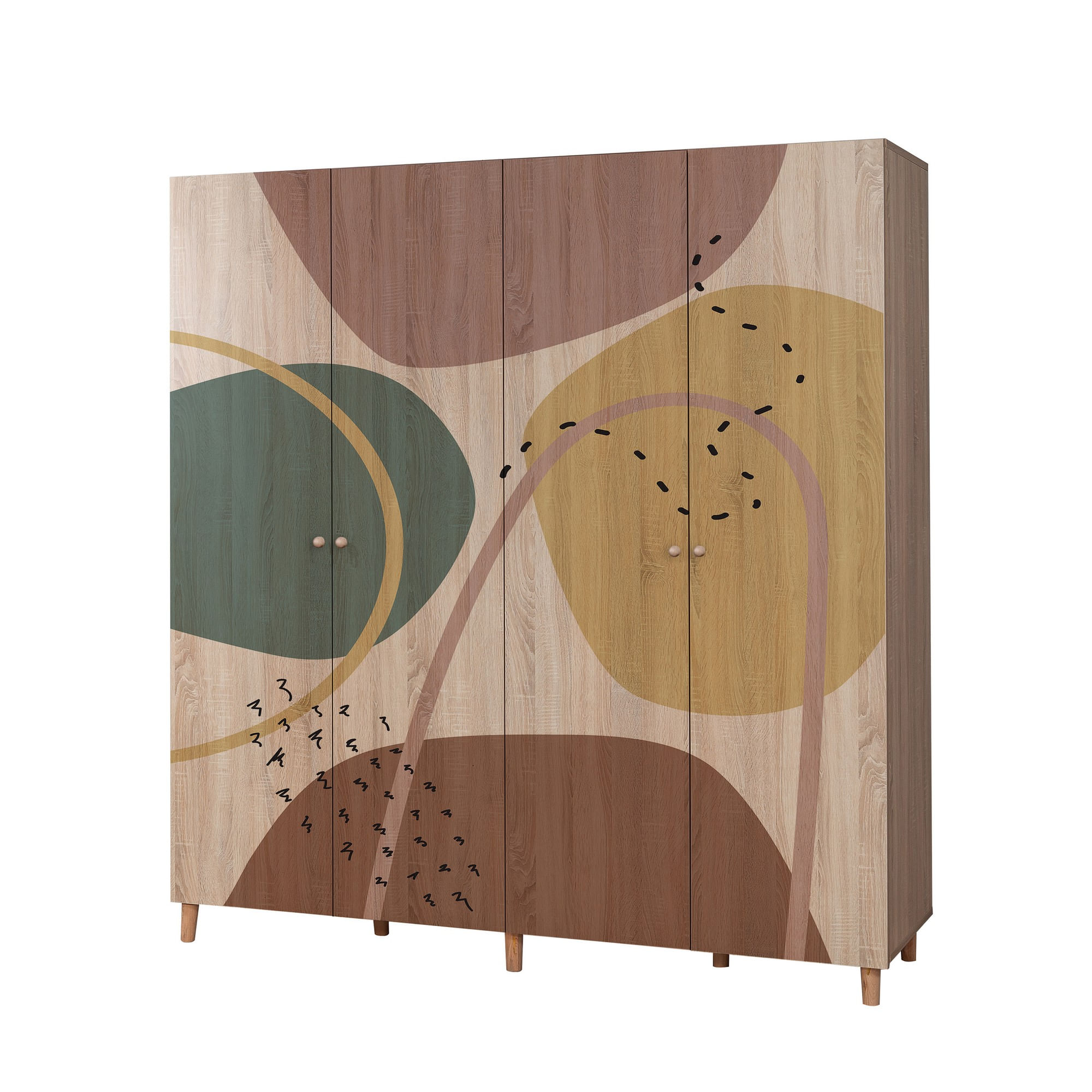Sifonier, Hanah Home, pal melaminat, sonoma, 180x192x52 cm — imaginea 3
