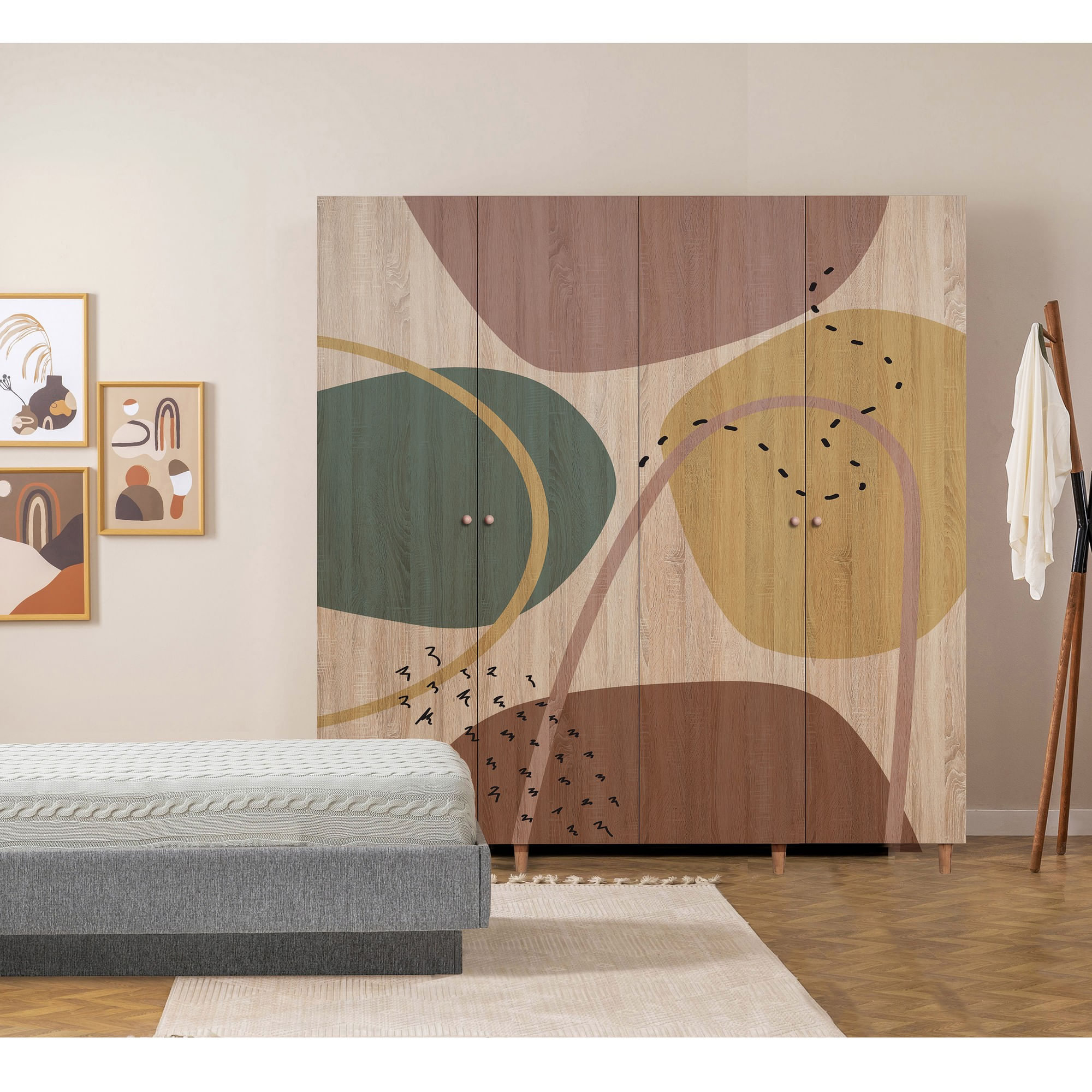 Sifonier, Hanah Home, pal melaminat, sonoma, 180x192x52 cm — imaginea 4