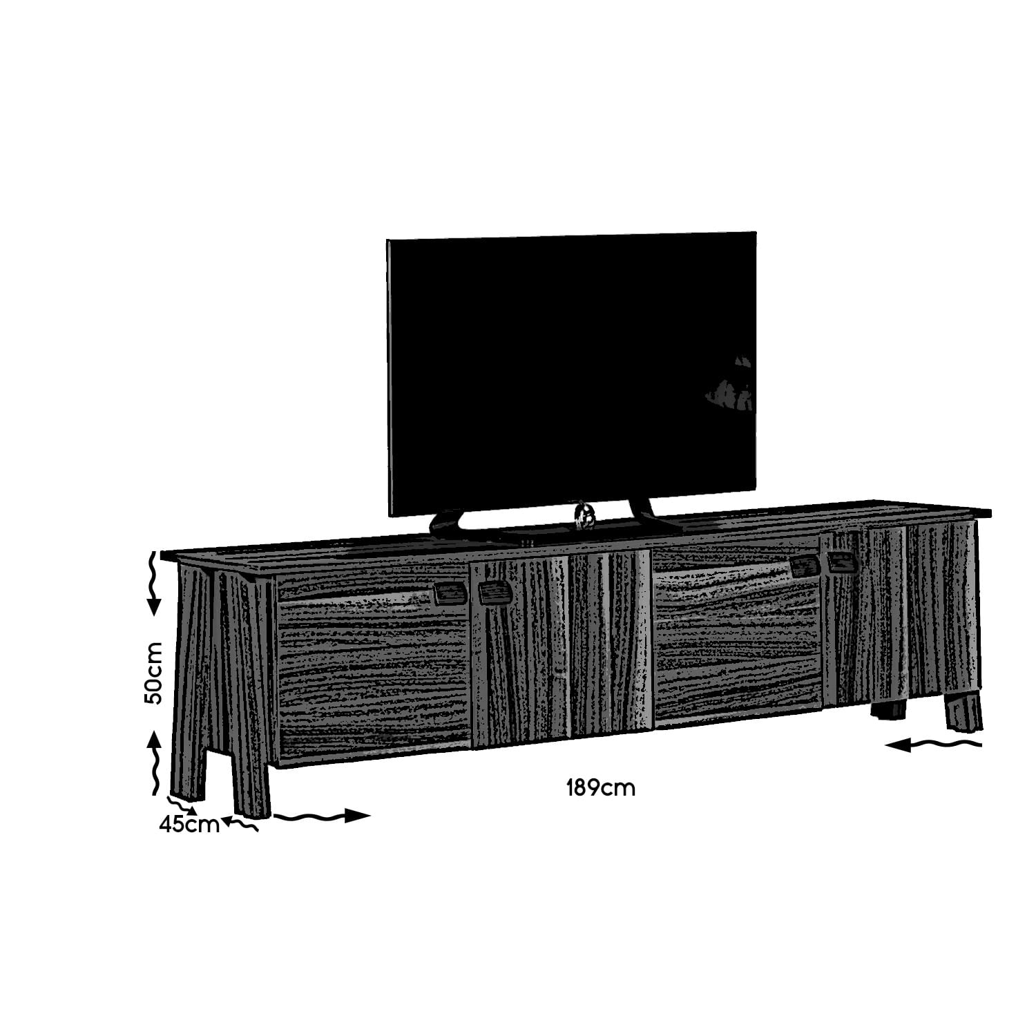 Comoda tv, Hanah Home, pal melaminat, maro, 189x45x50 cm — imaginea 3