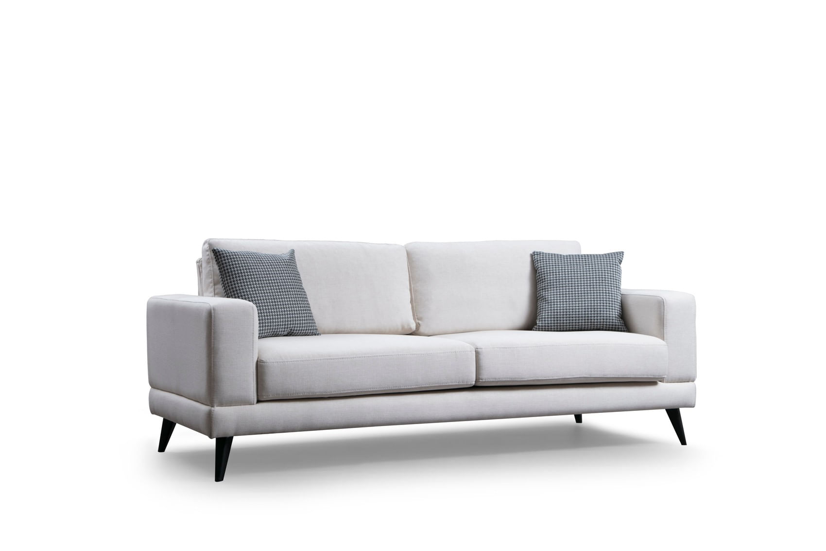 Canapea extensibila 3 locuri, Hanah Home, structura lemn fag, stofa poliester, bej, 210x90x85 cm — imaginea 2