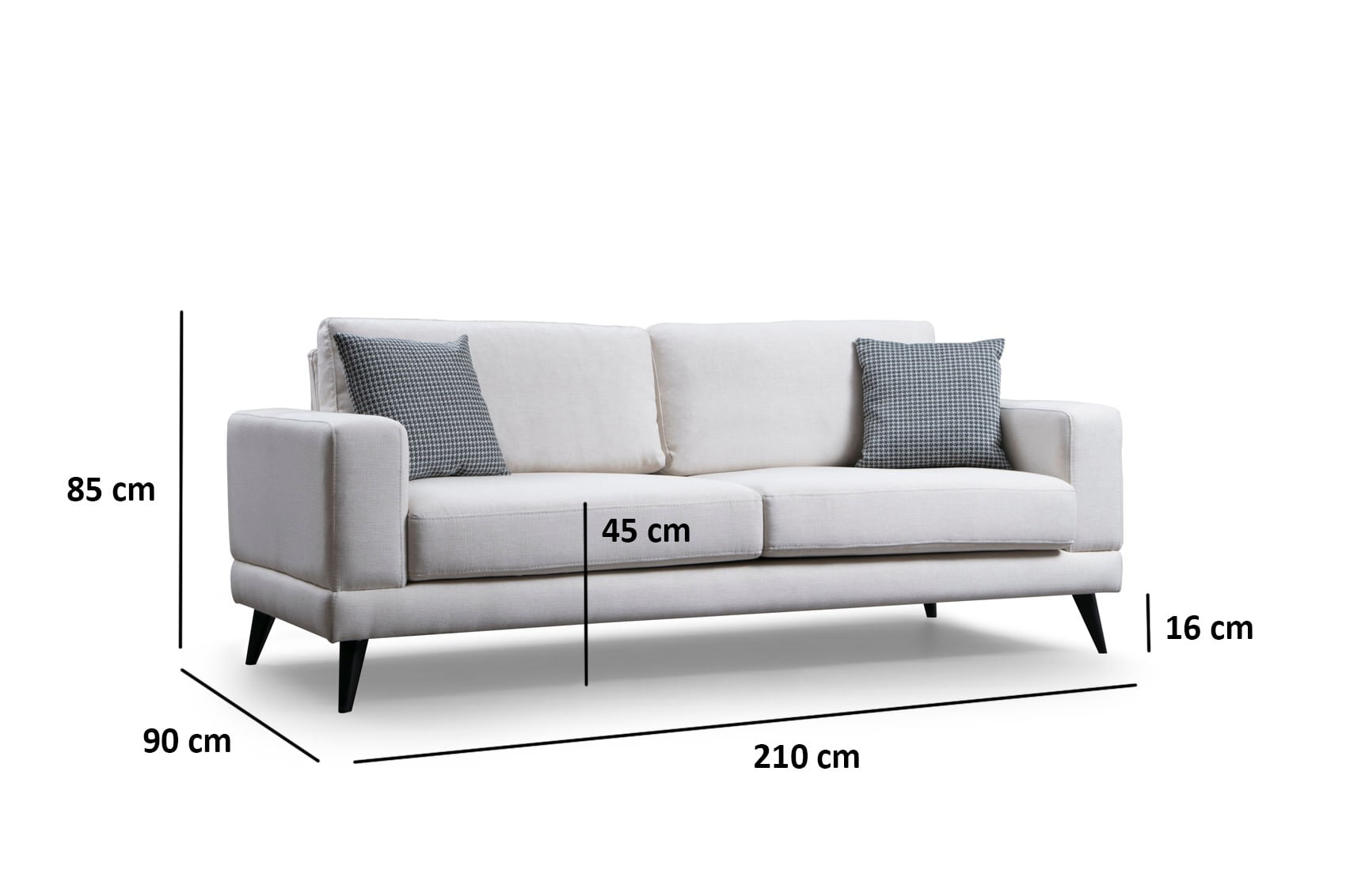 Canapea extensibila 3 locuri, Hanah Home, structura lemn fag, stofa poliester, bej, 210x90x85 cm — imaginea 5
