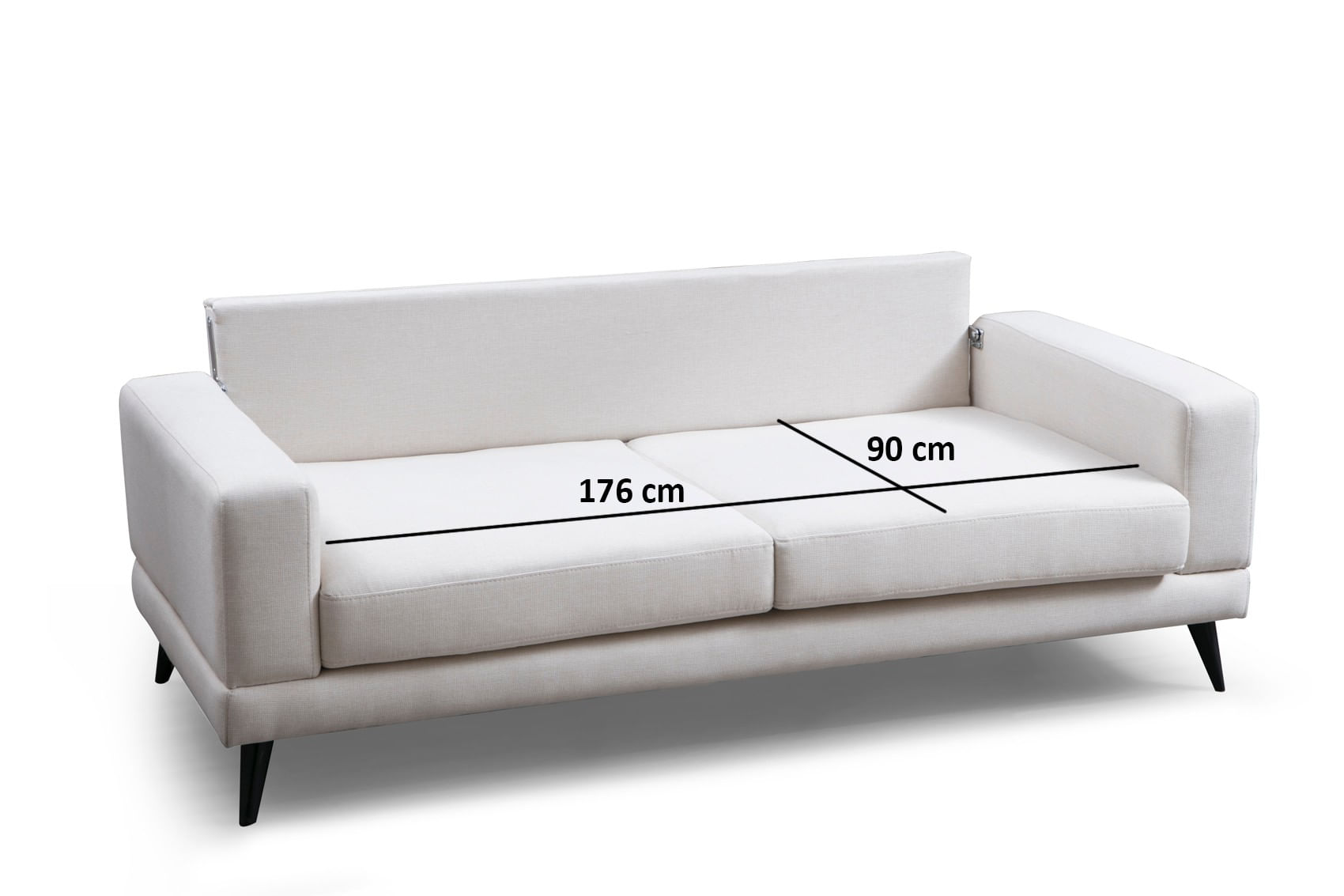 Canapea extensibila 3 locuri, Hanah Home, structura lemn fag, stofa poliester, bej, 210x90x85 cm — imaginea 7