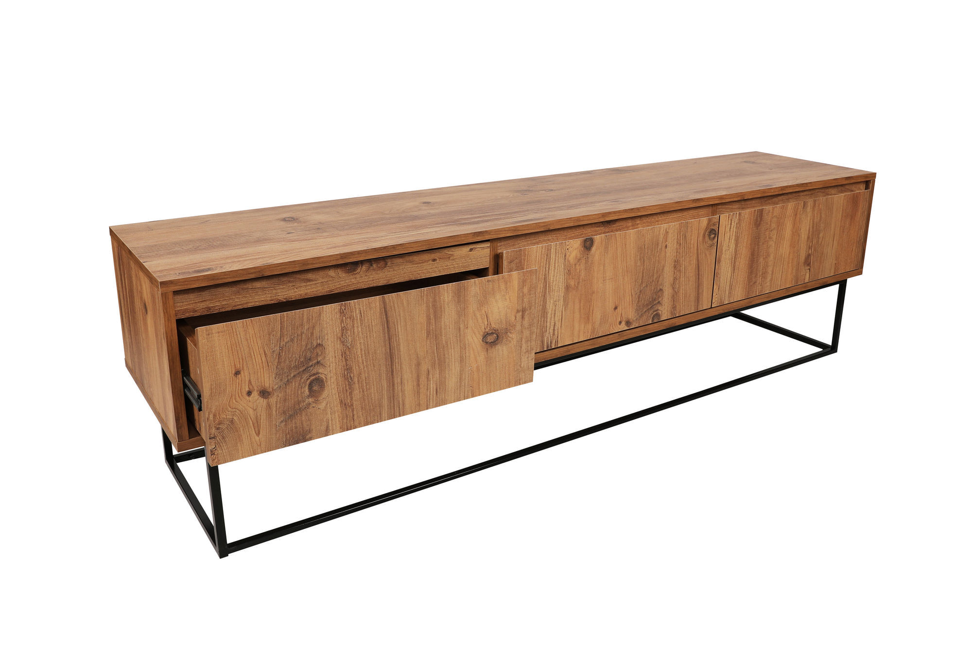 Comoda tv, Hanah Home, pal melaminat, nuc si negru, 180x50x40 cm — imaginea 2