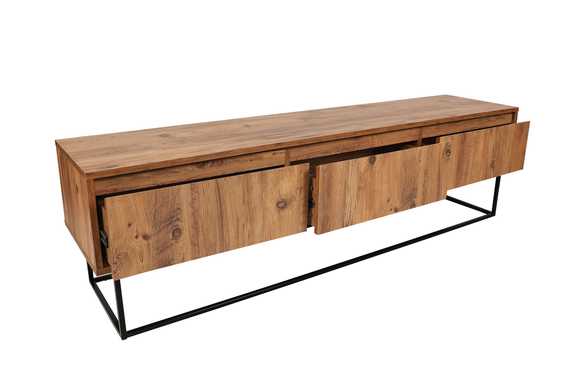 Comoda tv, Hanah Home, pal melaminat, nuc si negru, 180x50x40 cm — imaginea 4