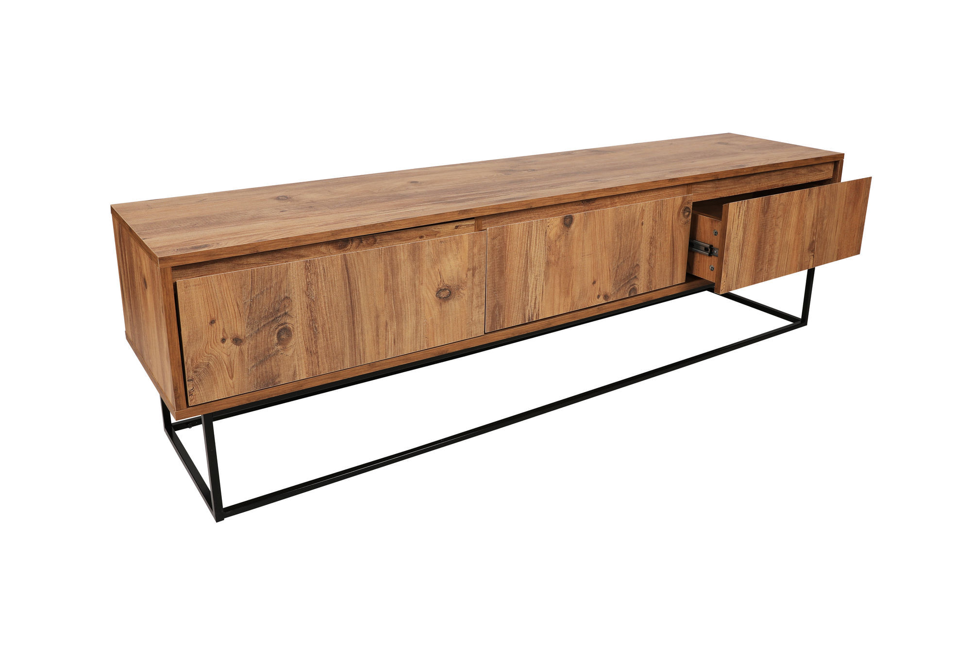 Comoda tv, Hanah Home, pal melaminat, nuc si negru, 180x50x40 cm — imaginea 5