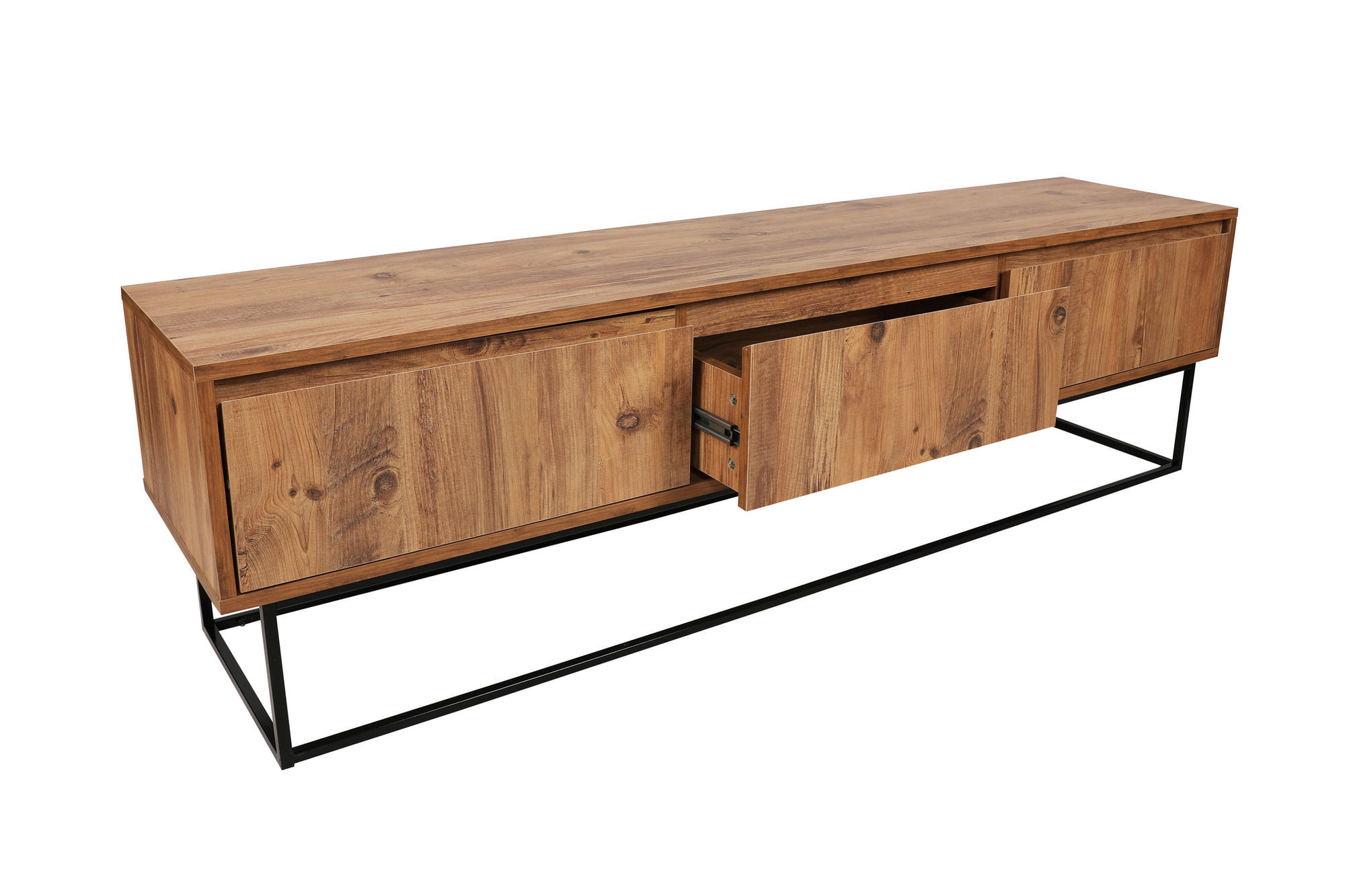 Comoda tv, Hanah Home, pal melaminat, nuc si negru, 180x50x40 cm — imaginea 12