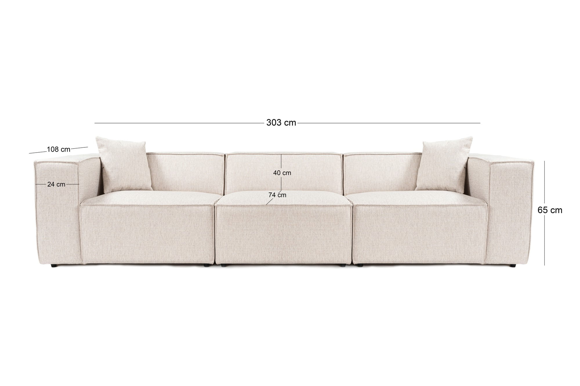 Canapea 3 locuri, Hanah Home, in, maro deschis, 303x108x65 cm — imaginea 2