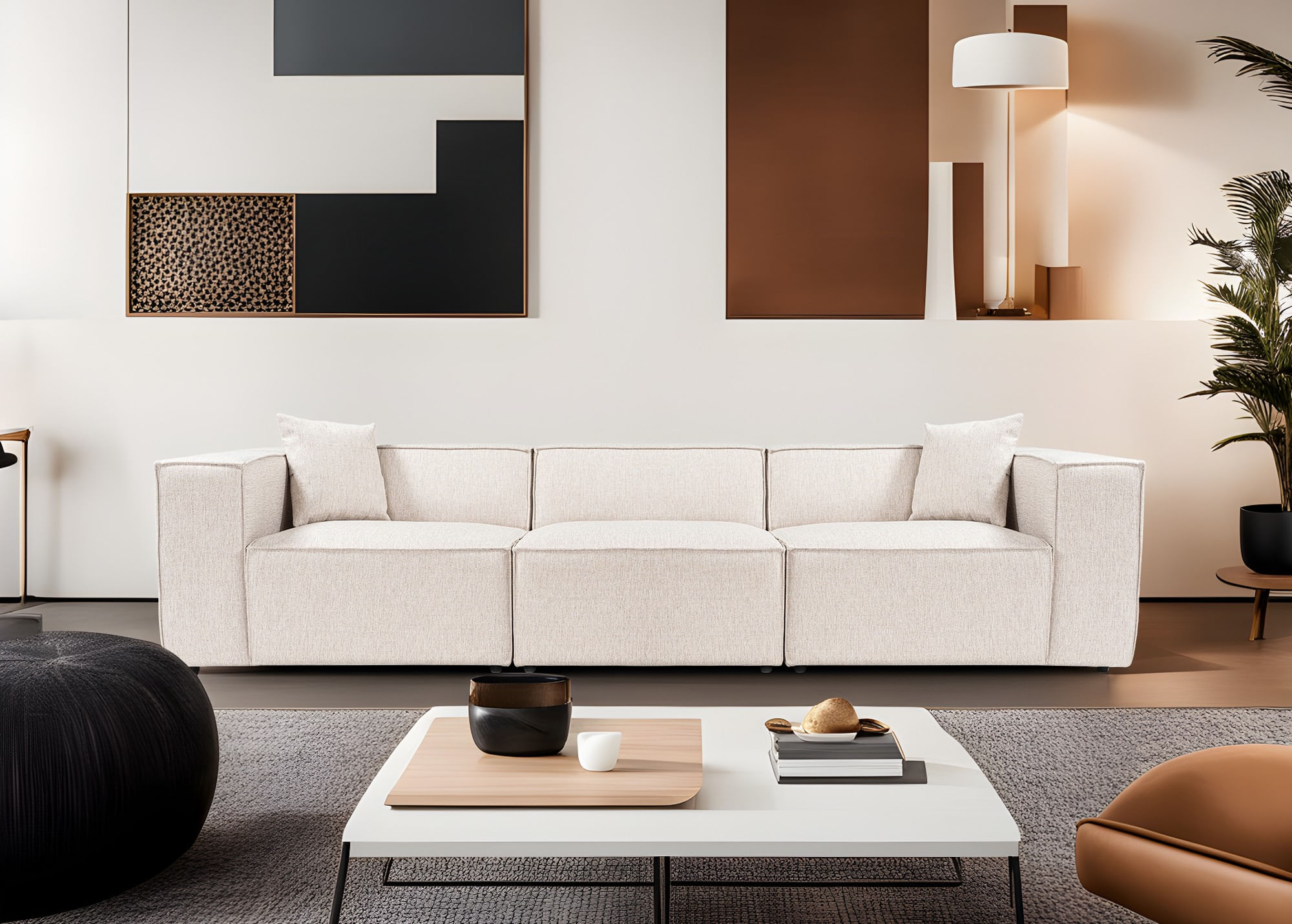 Canapea 3 locuri, Hanah Home, in, maro deschis, 303x108x65 cm — imaginea 7