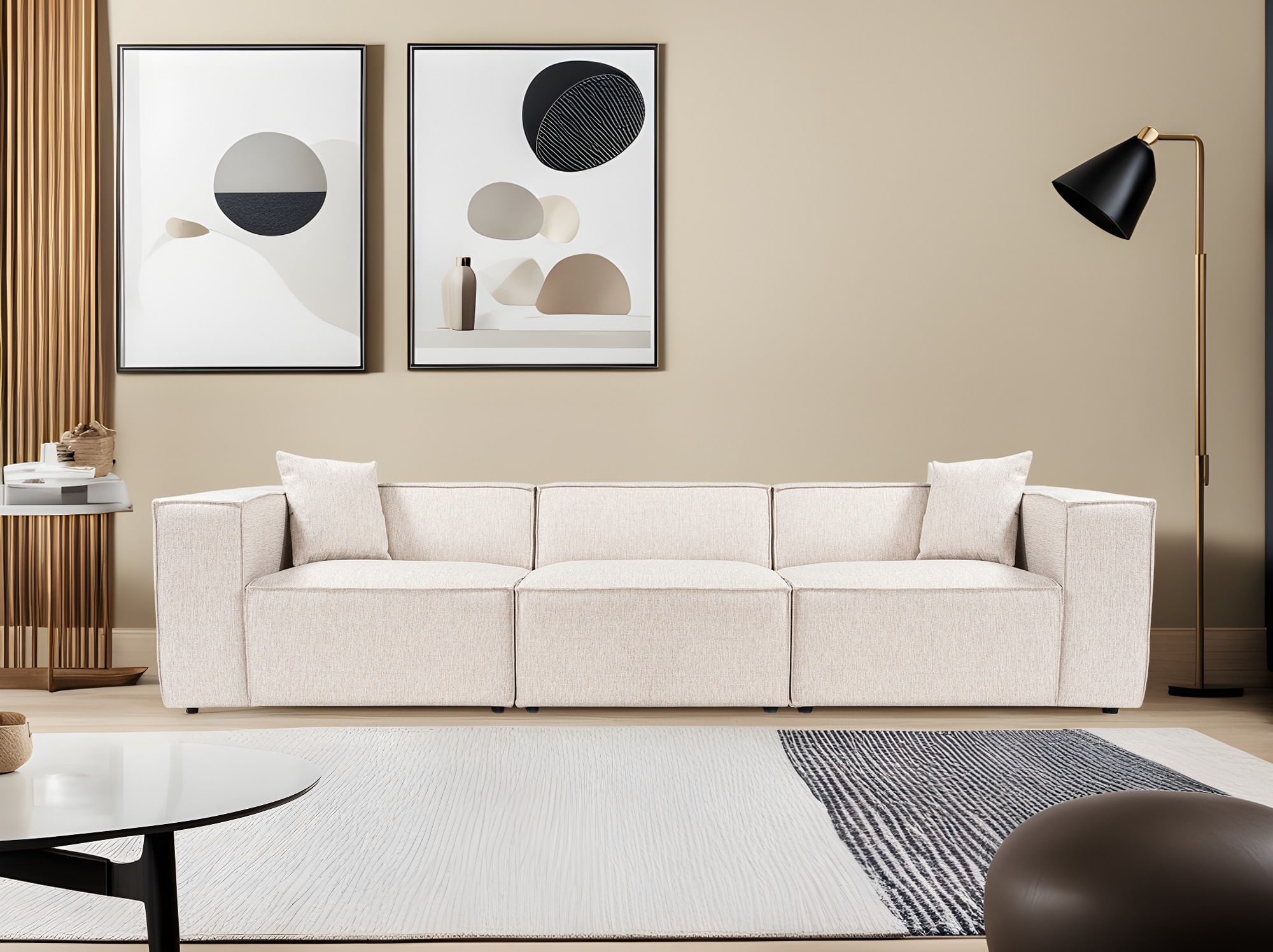 Canapea 3 locuri, Hanah Home, in, maro deschis, 303x108x65 cm — imaginea 11
