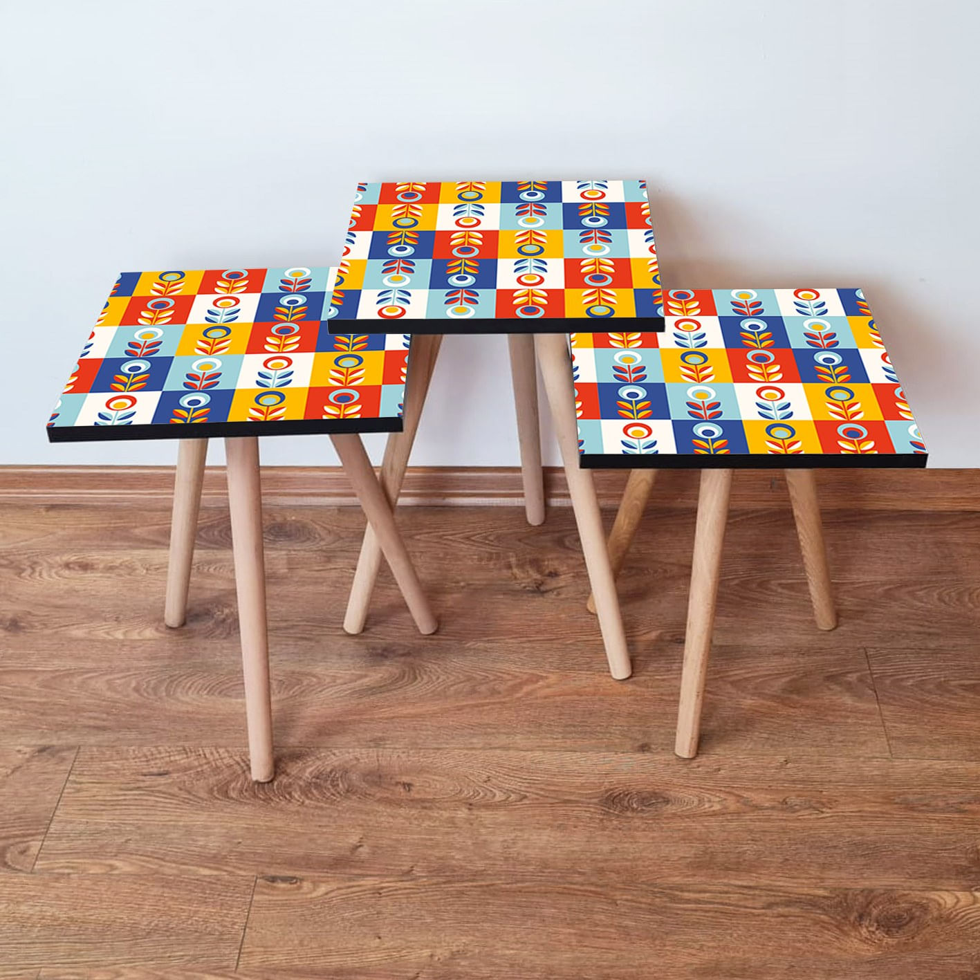 Set masute cuib, Hanah Home, mdf, multicolor, 35x35x52 cm, 481LNA2985