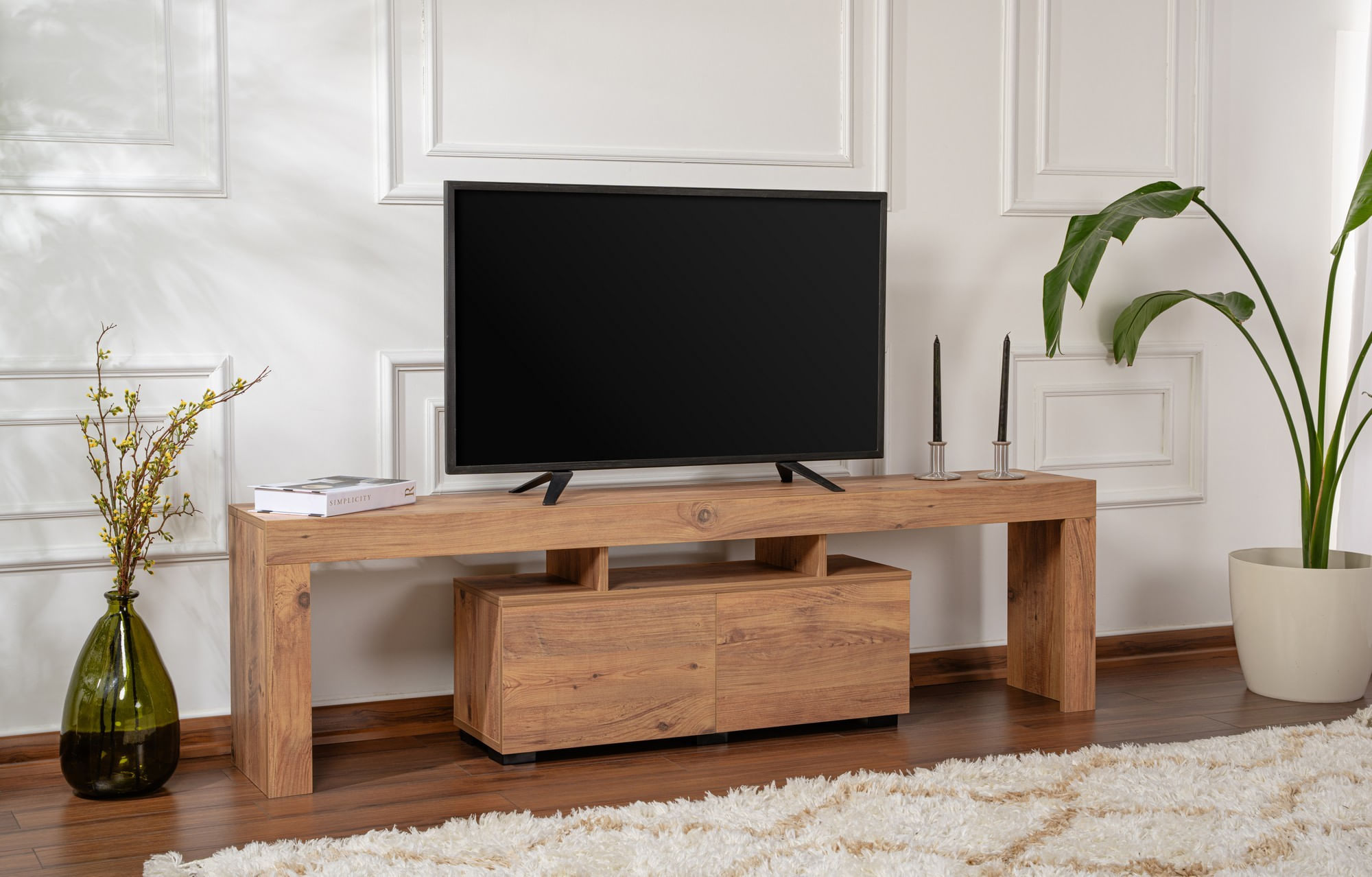 Comoda tv, Hanah Home, pal melaminat, pin atlantic, 180x50x31.3 cm
