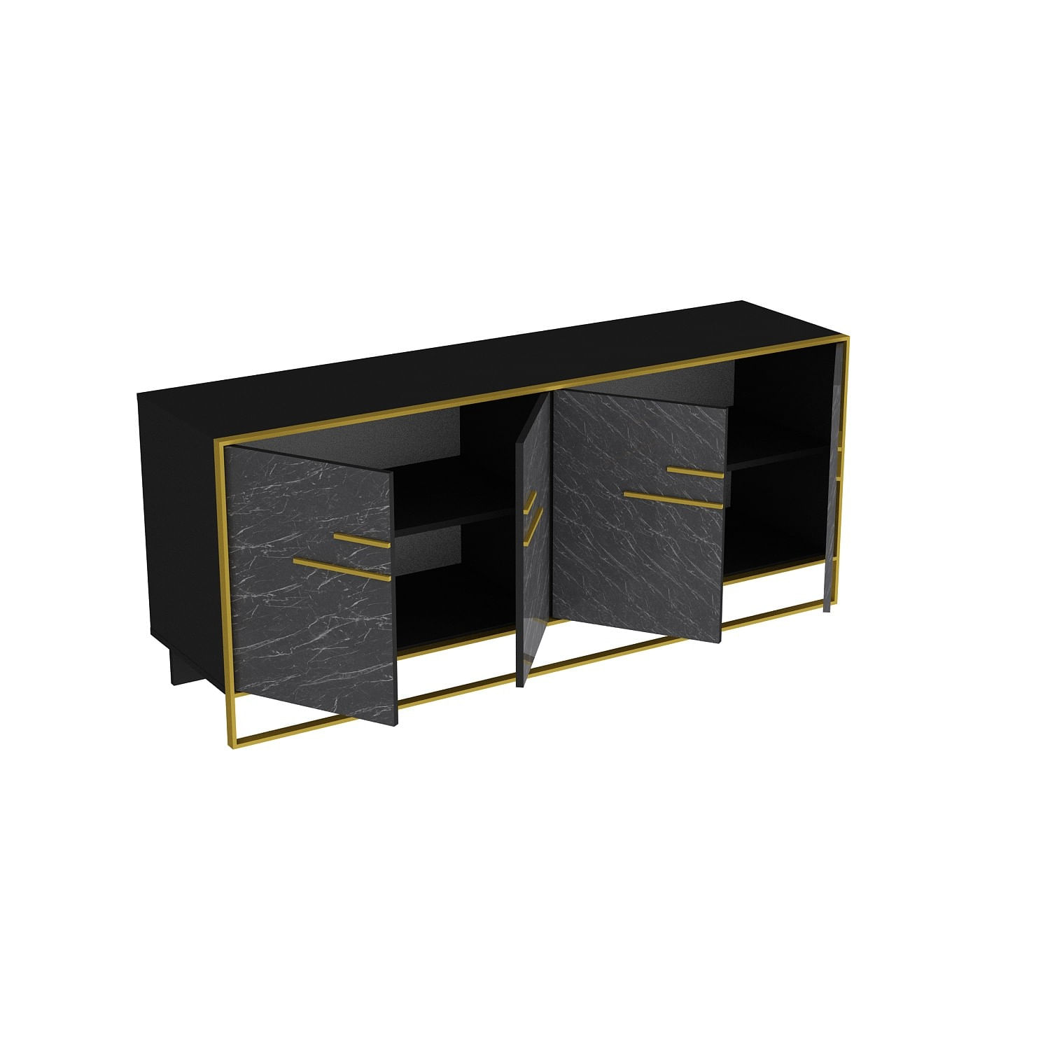 Consola, Hanah Home, panou aglomerat cu melamina, auriu si negru, 179.9x47.3x75 cm, 875ZNA3513 — imaginea 2