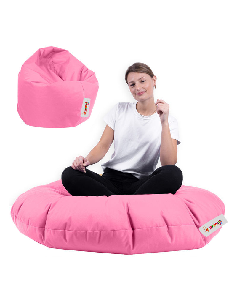 Puf de gradina, Hanah Home, poliester impermeabil, roz, diametru 100 cm - 4 | YEO