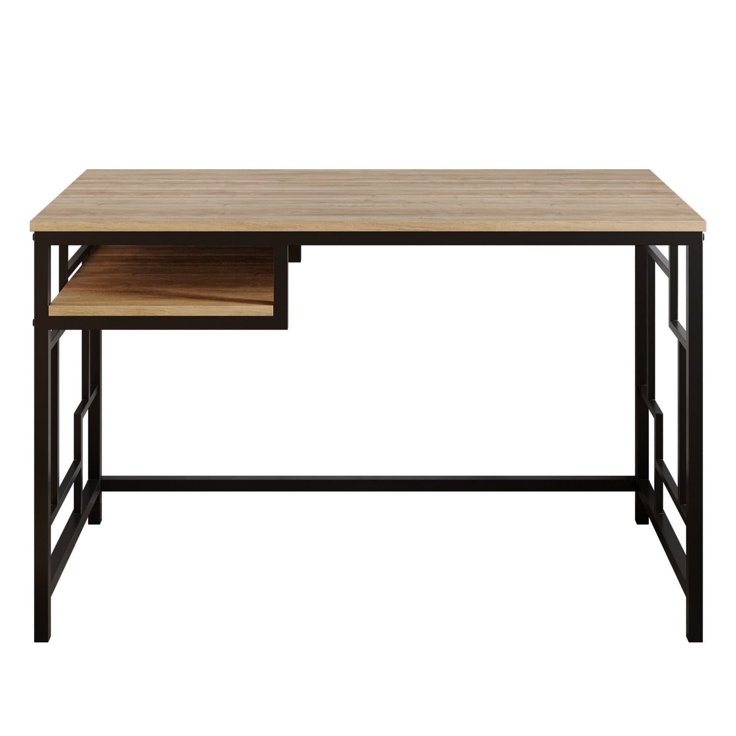 Birou de studiu, Hanah Home, pal melaminat, negru si nuc, 120x60x75 cm — imaginea 2