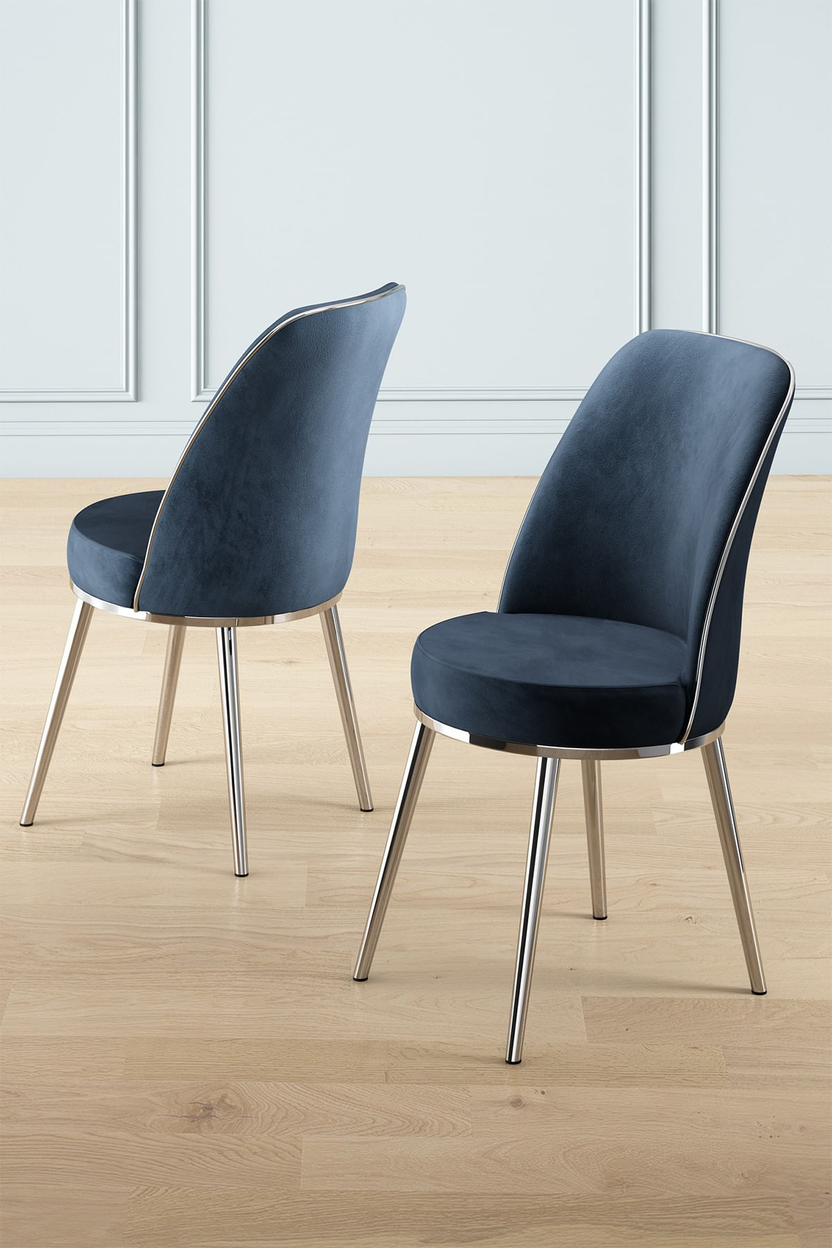 Set scaune, Hanah Home, metal, antracit si crom, 45x42x91 cm, babyface — imaginea 2