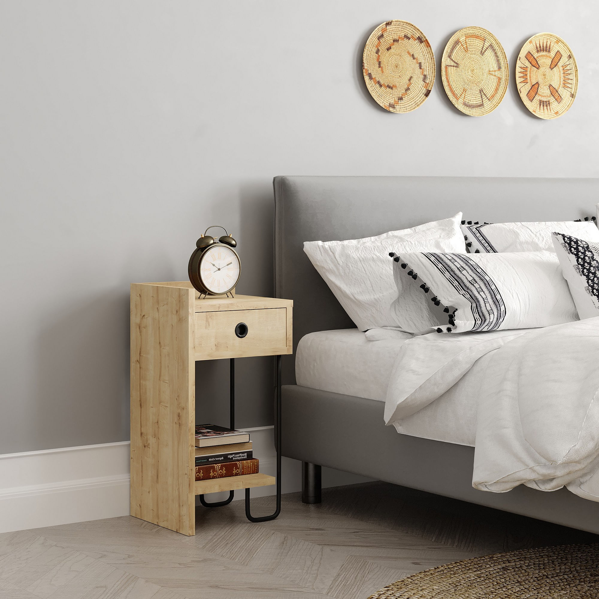 Noptiera, Hanah Home, pal melaminat, stejar, 32x30x61 cm, 776HMS3433 — imaginea 9