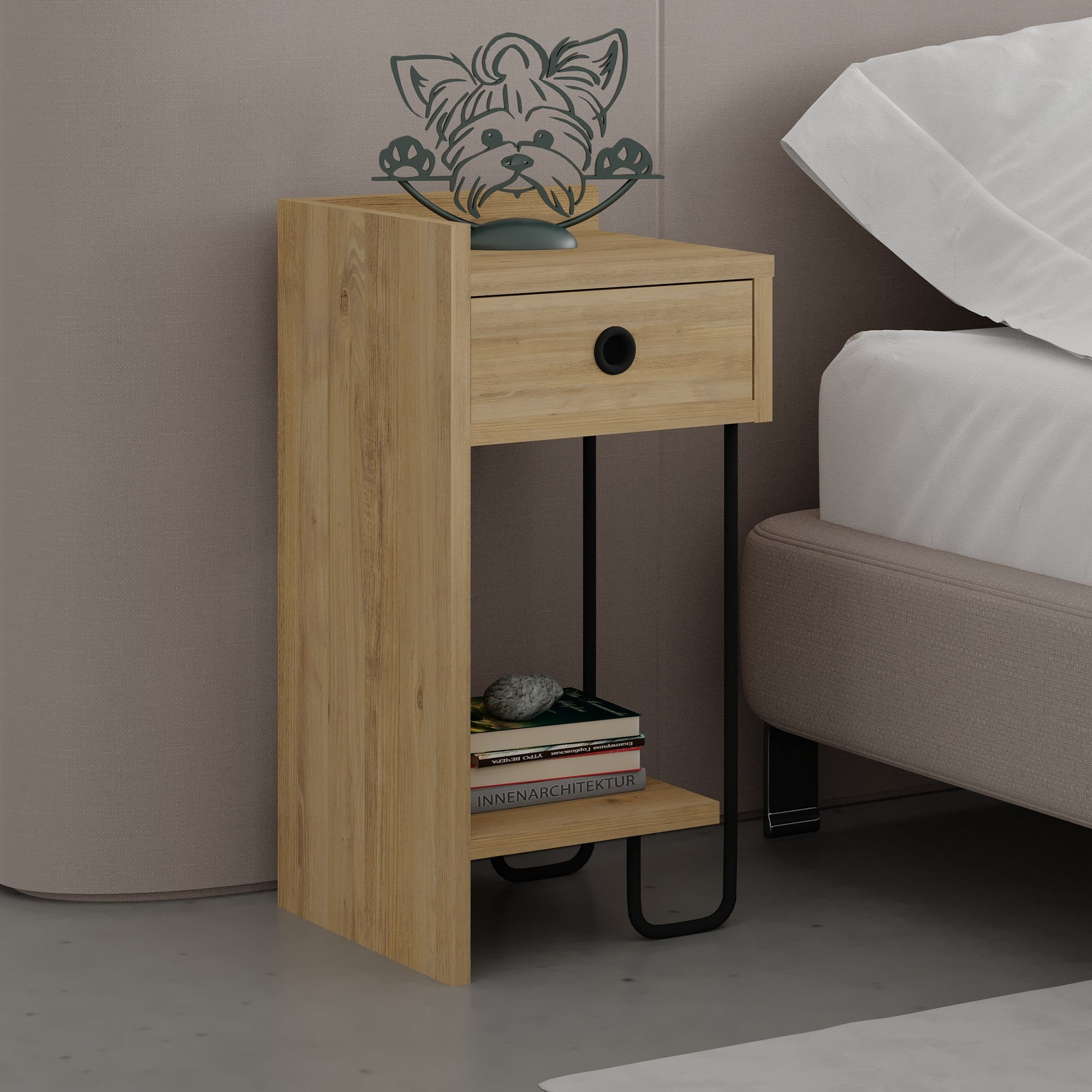 Noptiera, Hanah Home, pal melaminat, stejar, 32x30x61 cm, 776HMS3433 — imaginea 12