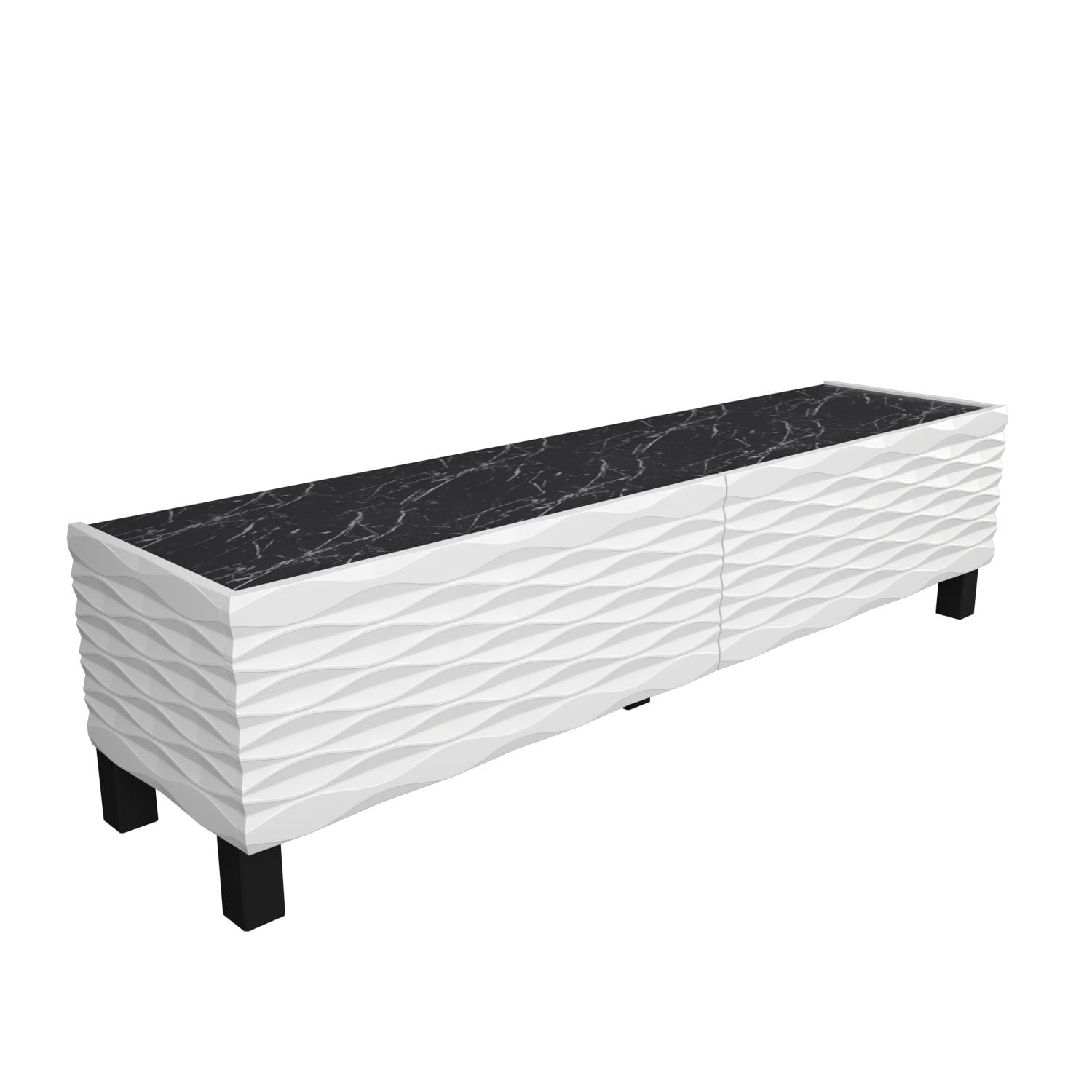 Comoda tv, Hanah Home, pal melaminat, alb negru, 149.2x35x38 cm — imaginea 6