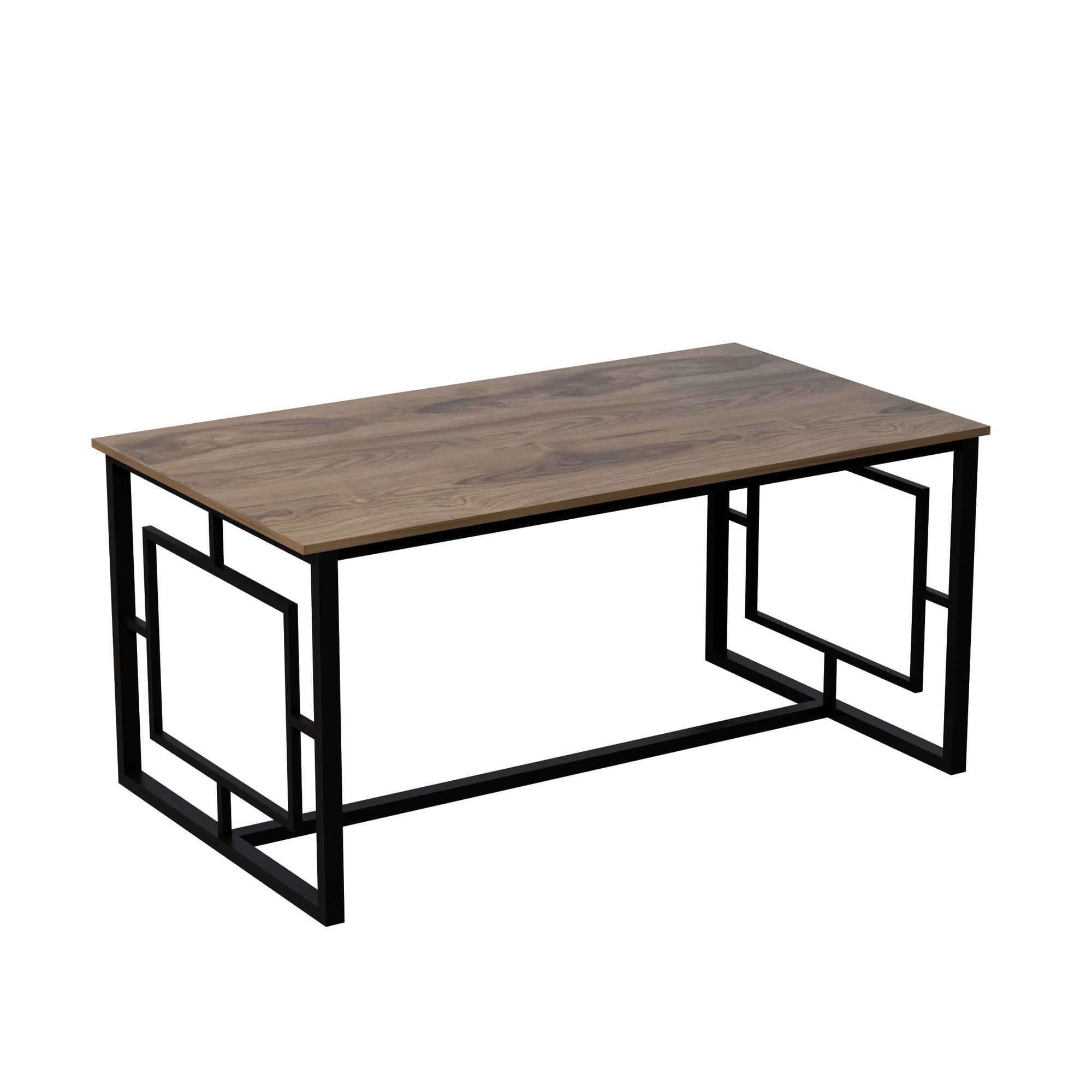 Masa dining, Hanah Home, panou aglomerat melaminat, nuc si negru, 160x90x76 cm