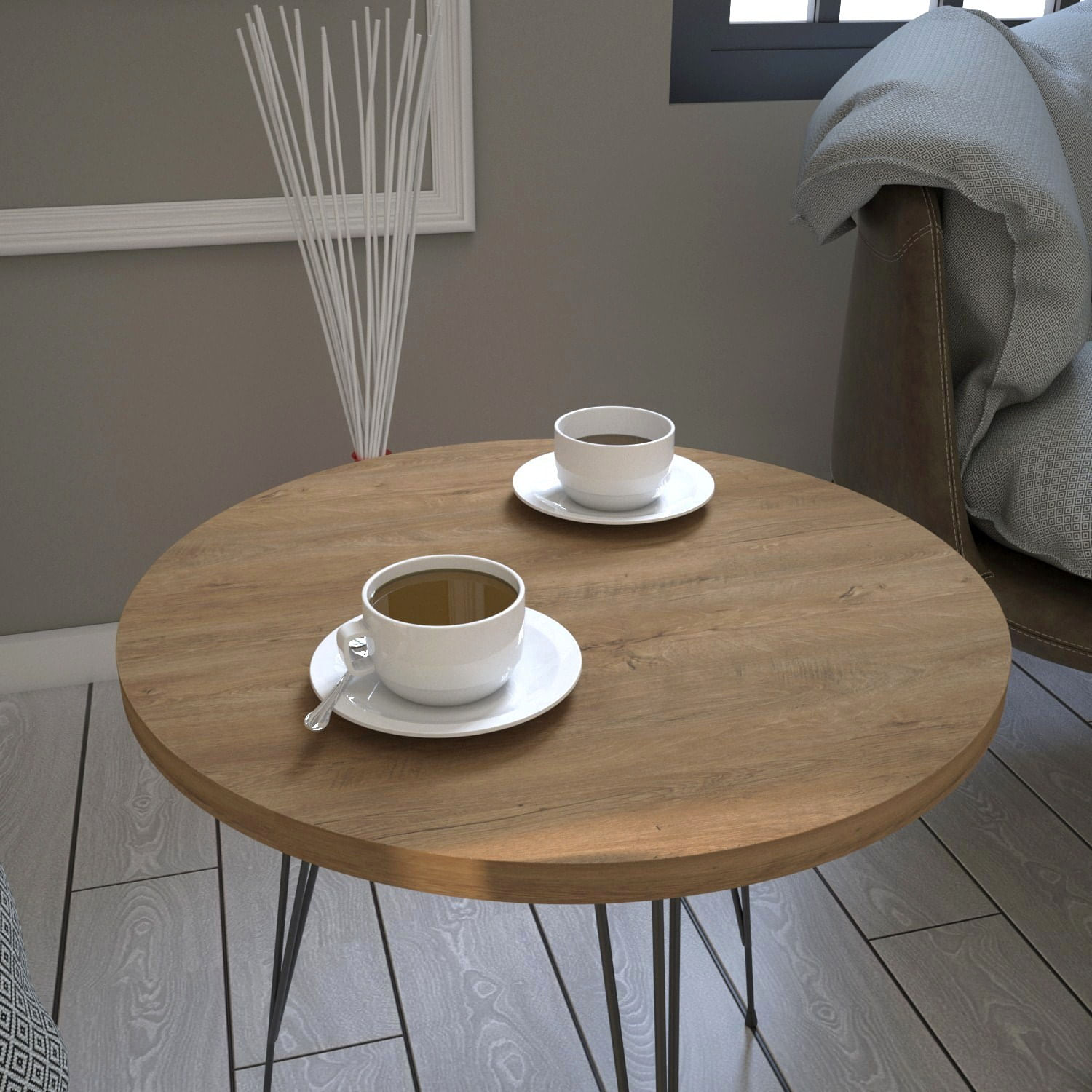 Masa laterala, Hanah Home, panou din particule acoperit cu melamina, stejar caucazian, 40x40x44 cm — imaginea 2