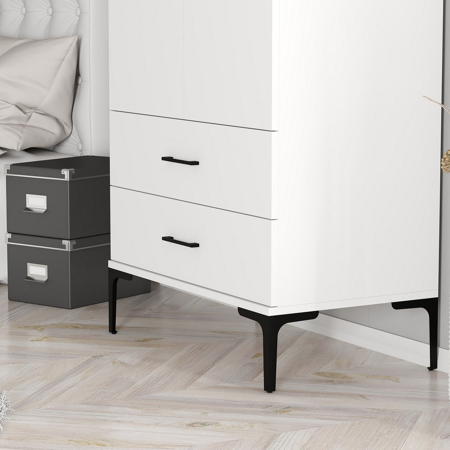 Sifonier, Hanah Home, panou de particule cu melamina, alb, 80x47.5x201.4 cm — imaginea 3