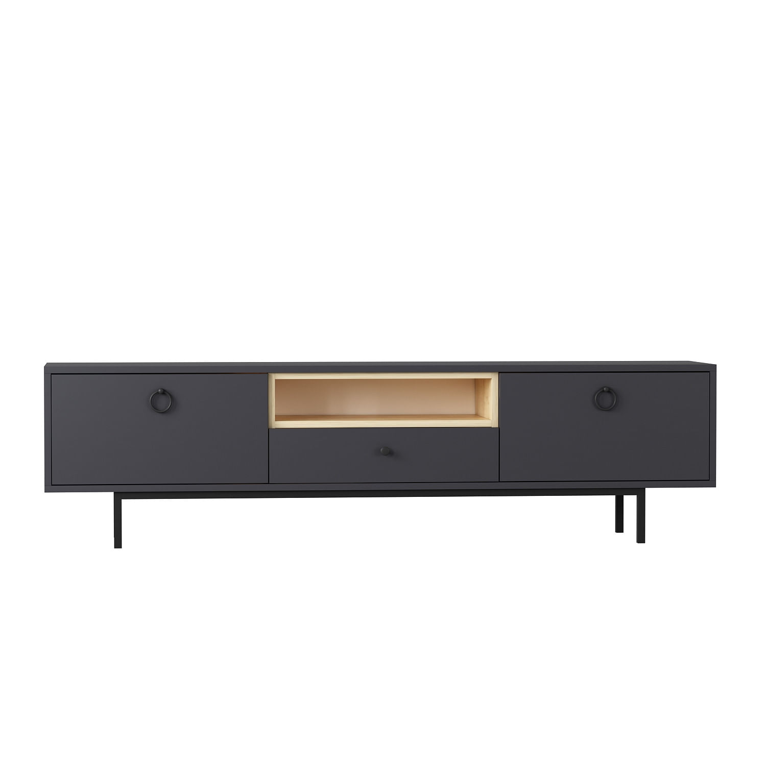 Comoda tv, Hanah Home, pal melaminat, antracit, 180x35x48 cm — imaginea 3