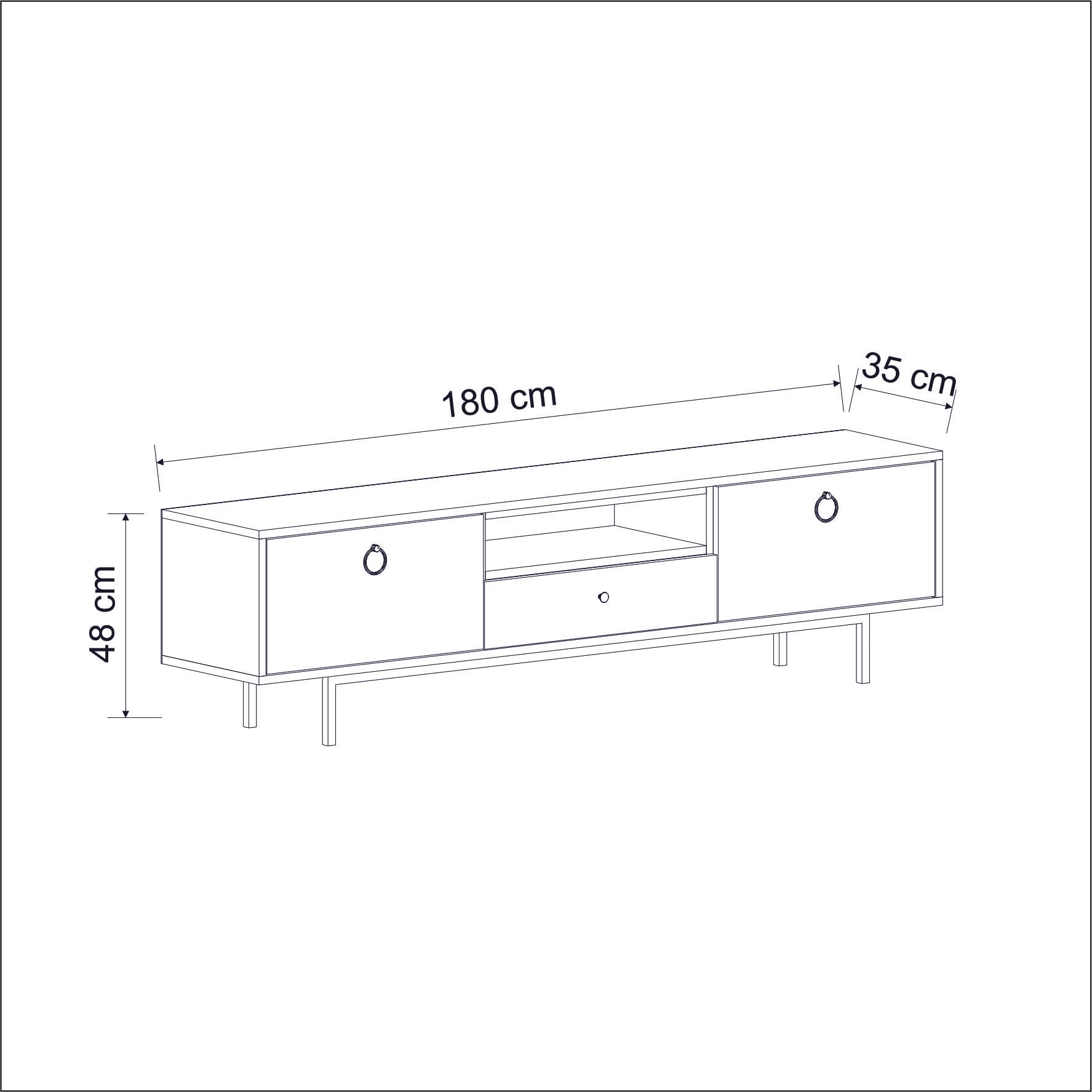 Comoda tv, Hanah Home, pal melaminat, antracit, 180x35x48 cm — imaginea 4