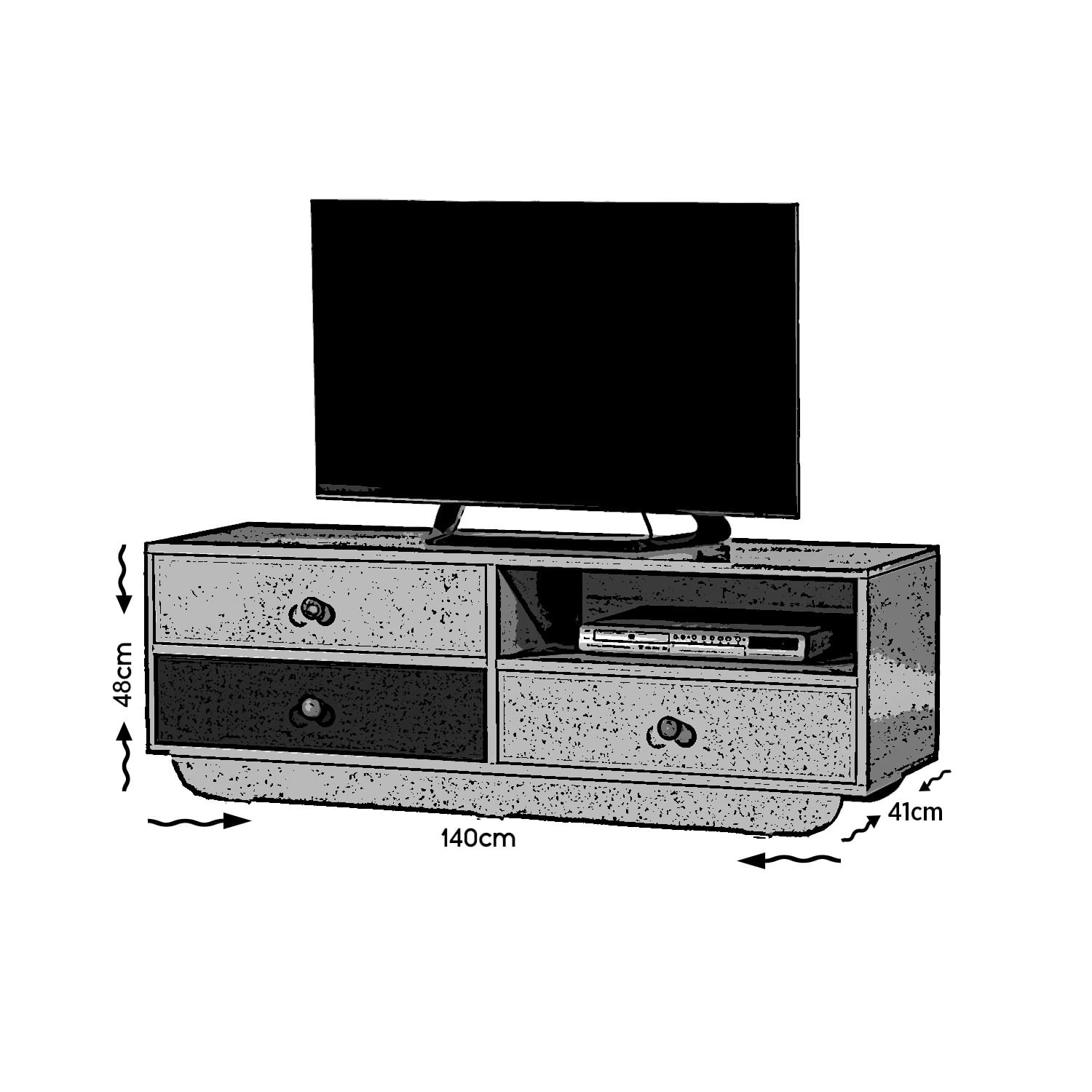 Comoda tv, Hanah Home, pal melaminat, alb si albastru, 140x41x48 cm — imaginea 2