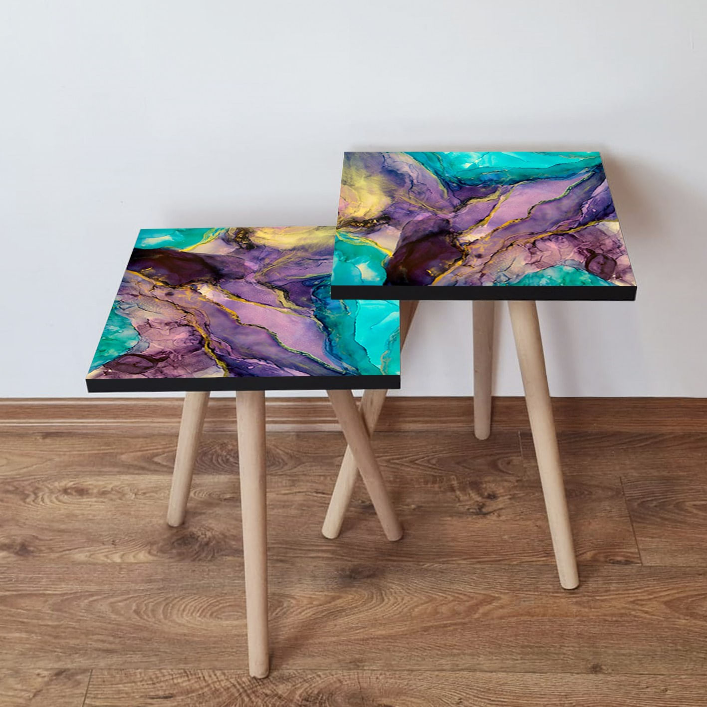 Set masute cuib, Hanah Home, mdf, multicolor, 35x47x35 cm, 2 piese