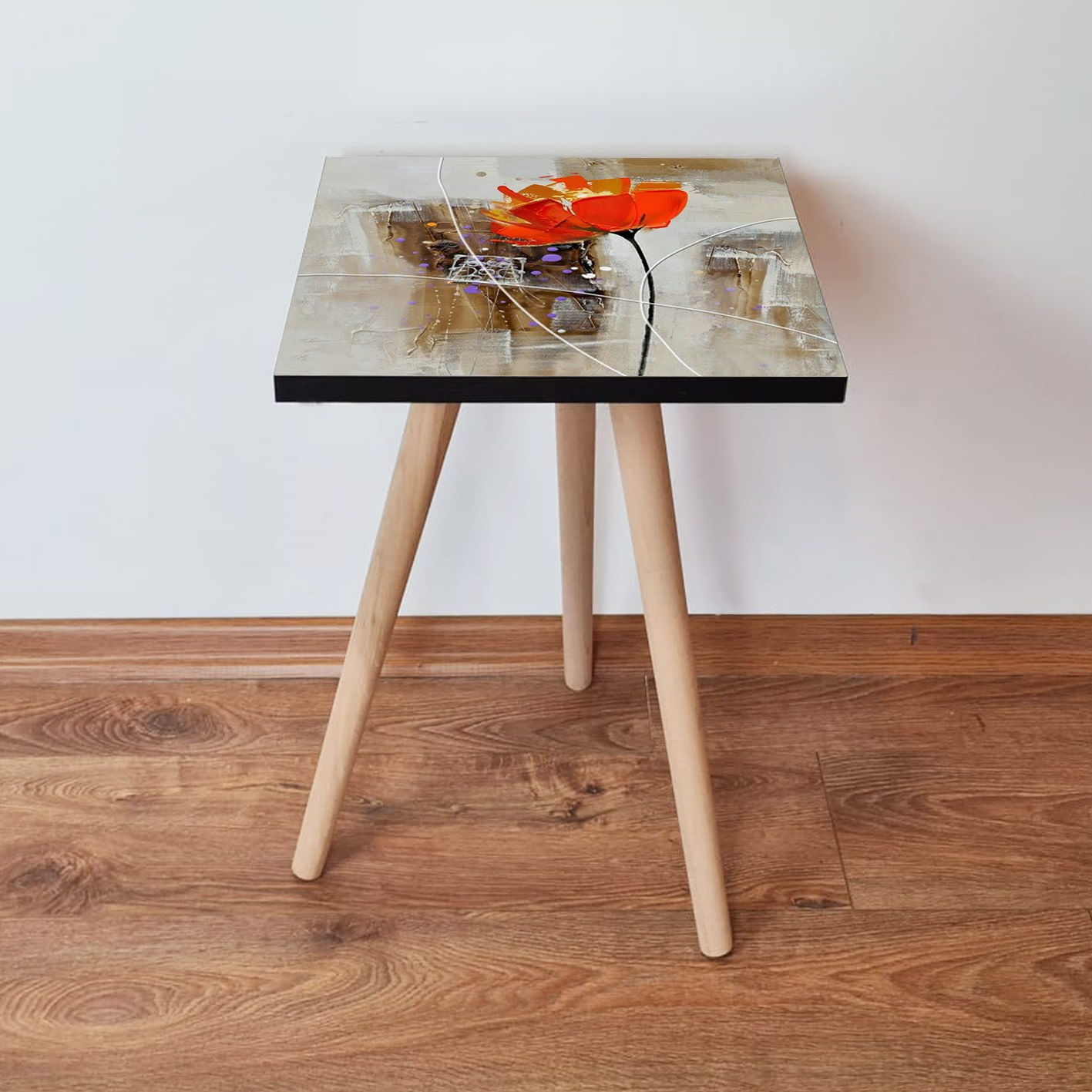 Masuta de cafea, Hanah Home, mdf, multicolor, picioare lemn fag, 35x35x42 cm