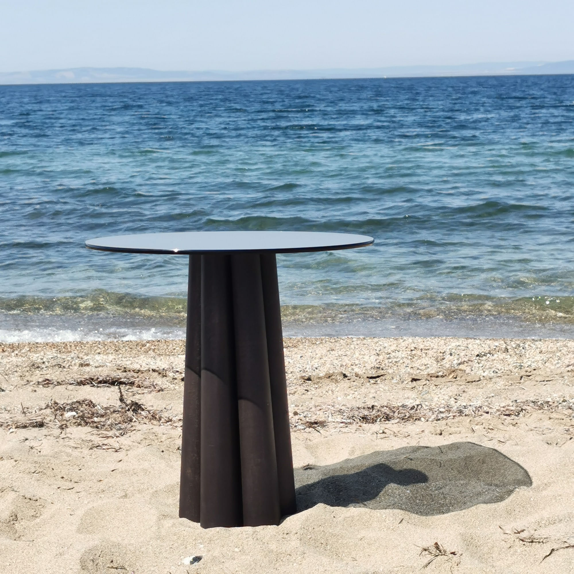 Masuta de cafea, Hanah Home, sticla securizata si fag, gri inchis si negru, 50x50x50 cm — imaginea 7