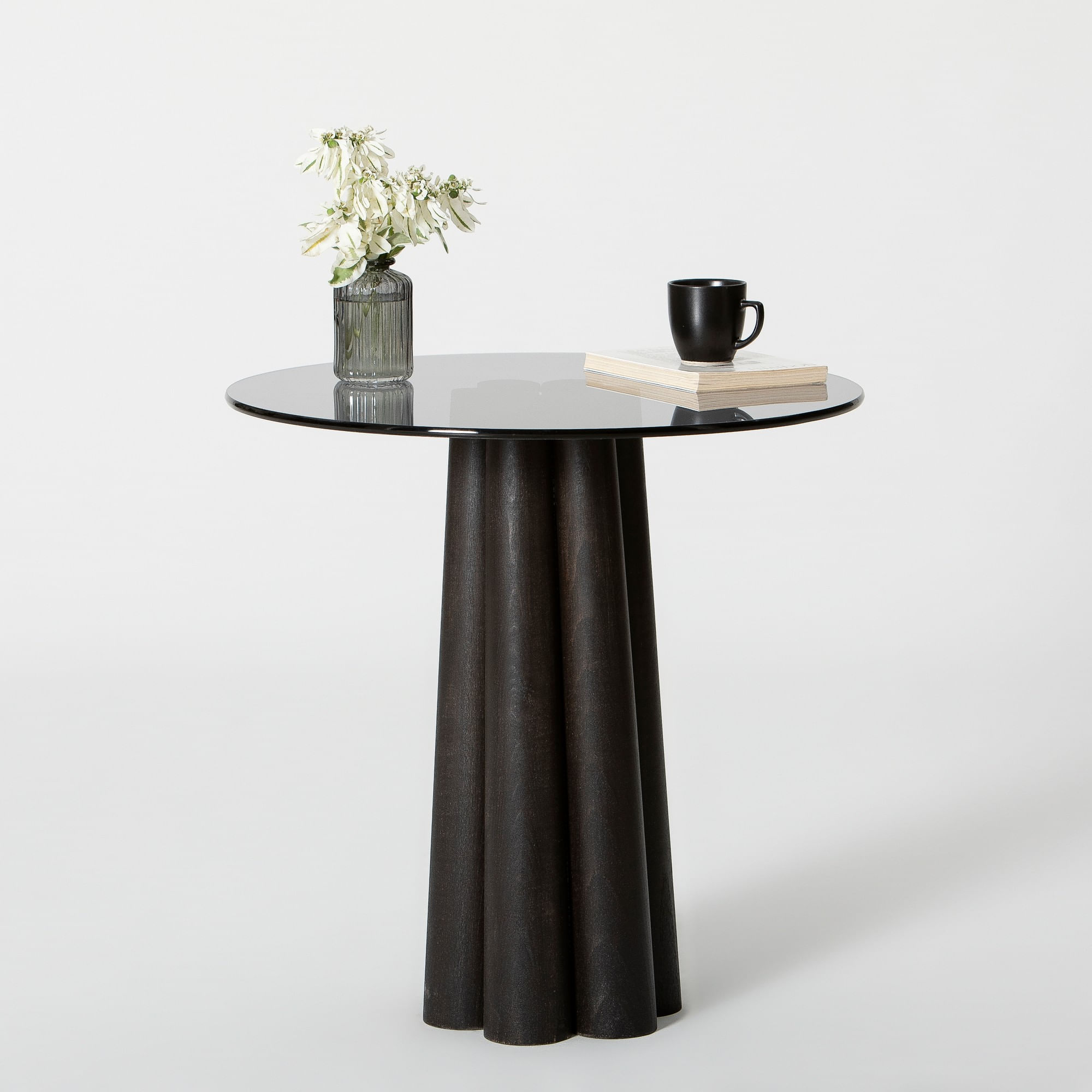 Masuta de cafea, Hanah Home, sticla securizata si fag, gri inchis si negru, 50x50x50 cm — imaginea 8