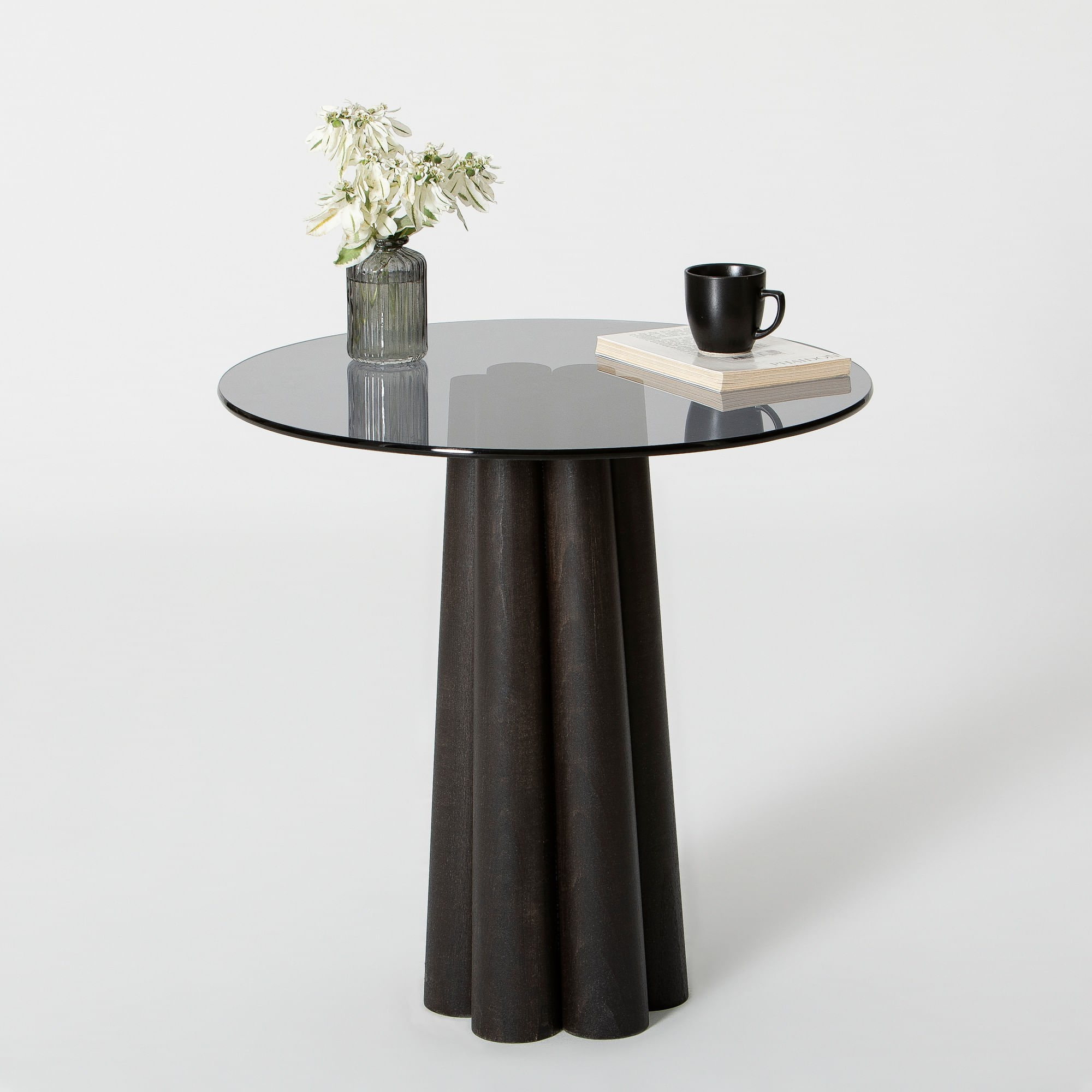 Masuta de cafea, Hanah Home, sticla securizata si fag, gri inchis si negru, 50x50x50 cm — imaginea 9