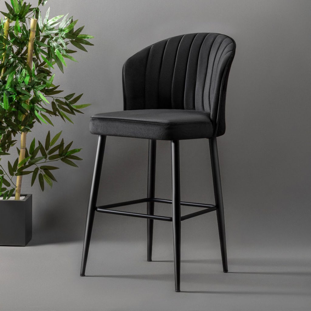 Set scaune de bar, Hanah Home, panou de particule cu melamina, negru, 52x42x97 cm, 4 bucati — imaginea 2