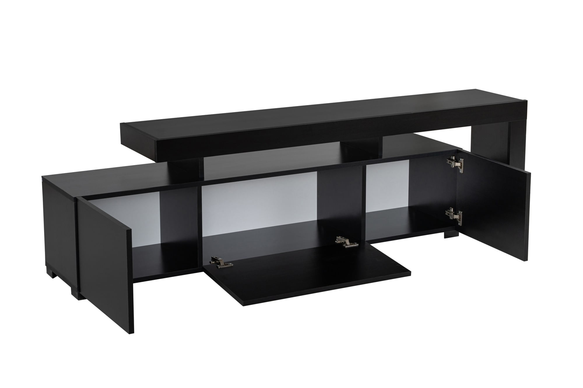 Comoda tv, Hanah Home, pal melaminat, lemn negru, 192x53x37 cm — imaginea 2