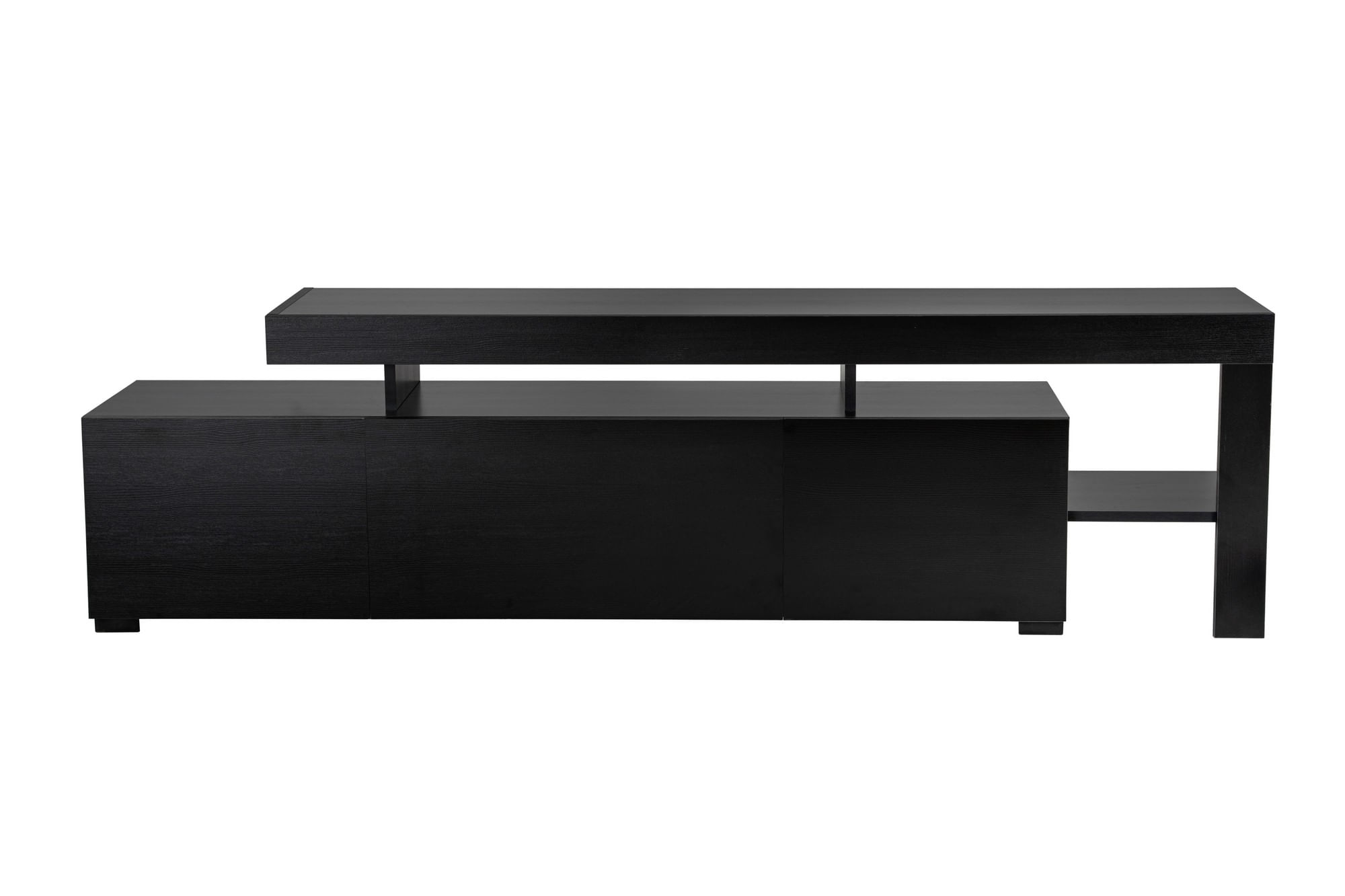 Comoda tv, Hanah Home, pal melaminat, lemn negru, 192x53x37 cm — imaginea 4