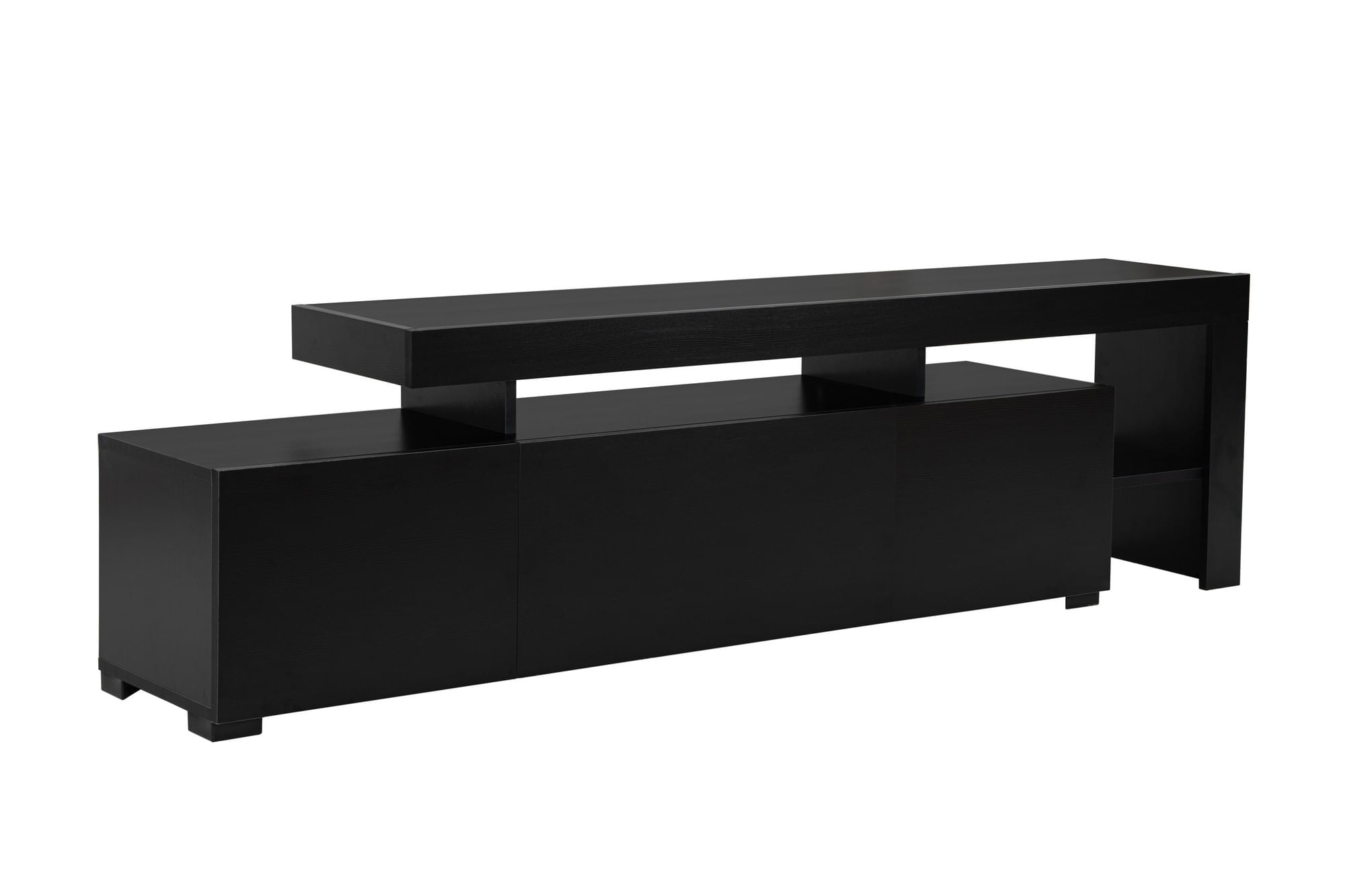 Comoda tv, Hanah Home, pal melaminat, lemn negru, 192x53x37 cm — imaginea 7