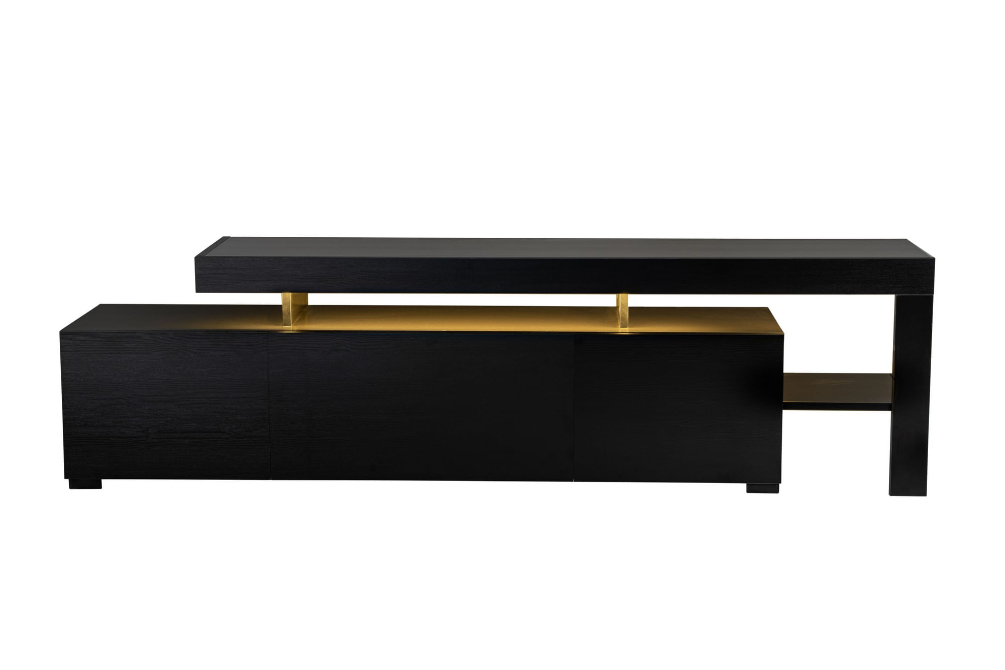 Comoda tv, Hanah Home, pal melaminat, lemn negru, 192x53x37 cm — imaginea 10